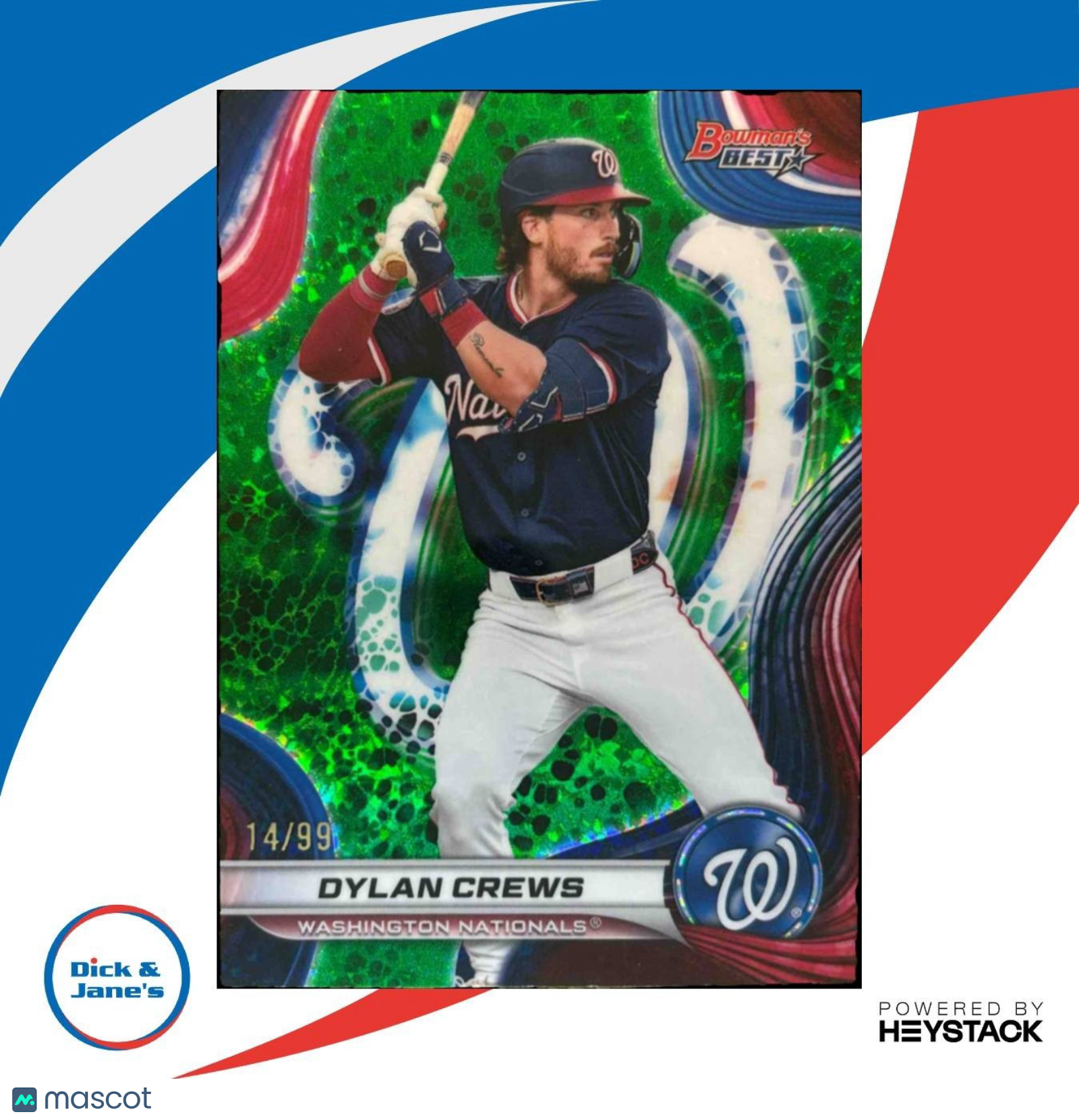 2024 Bowman’s Best Dylan Crews Prospects Green Refractor 14/99 Nationals - Sports Cards