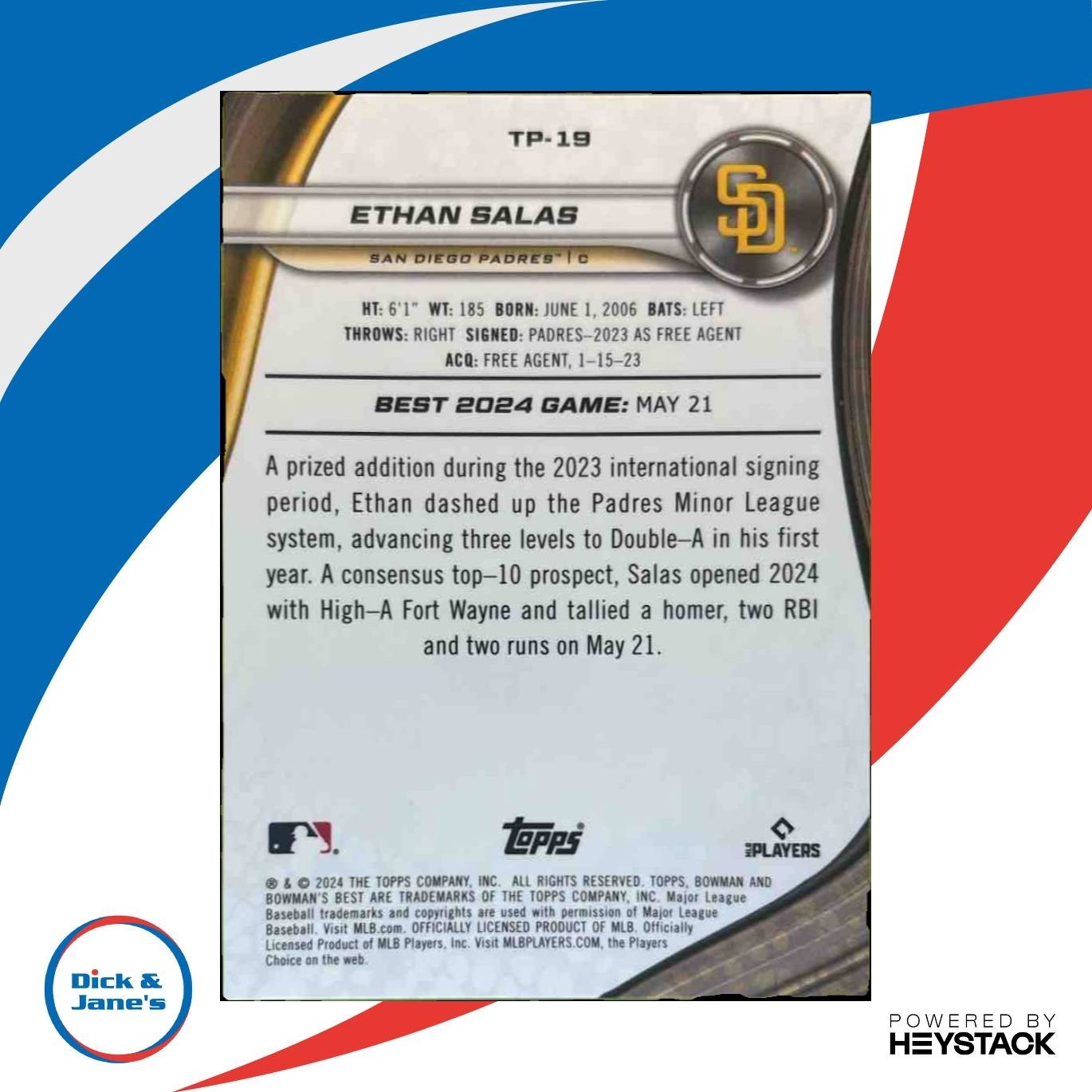 2024 Bowman’s Best Ethan Salas Prospects Blue X-Fractor /150 San Diego Padres - Sports Cards