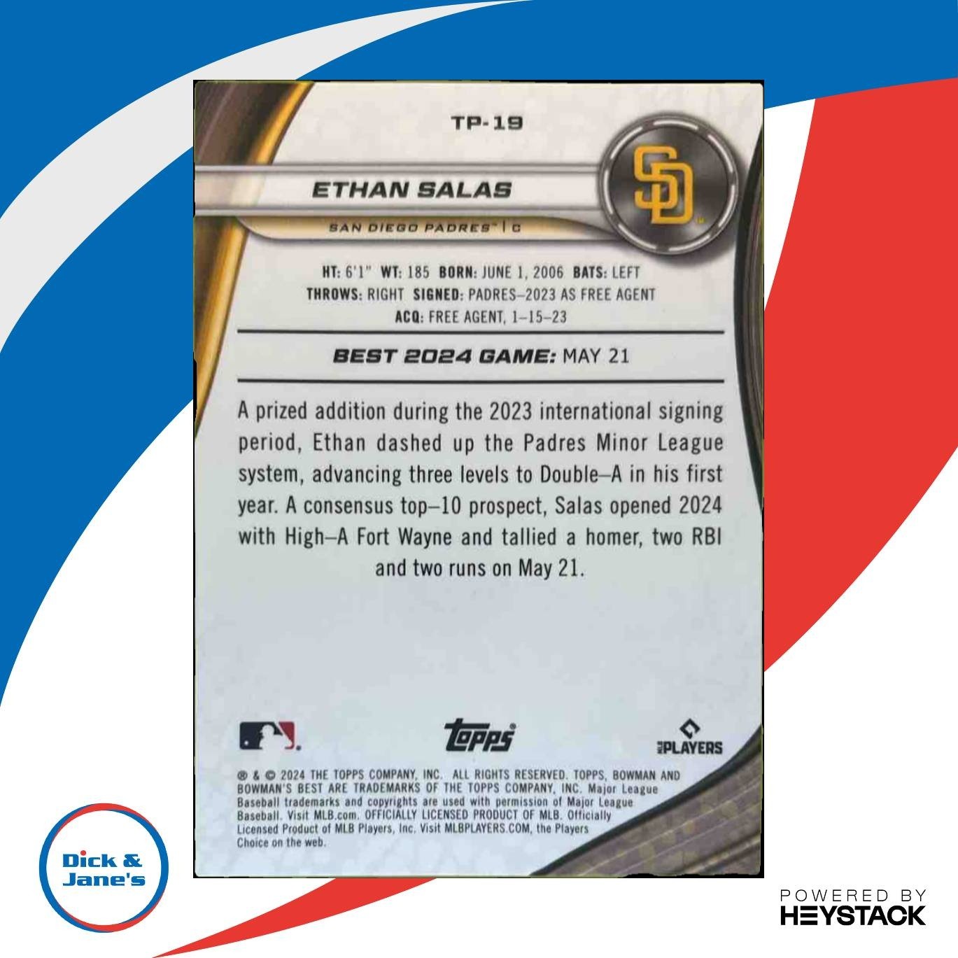 2024 Bowman’s Best Ethan Salas Prospects Mini-Diamonds /299 San Diego Padres - Sports Cards