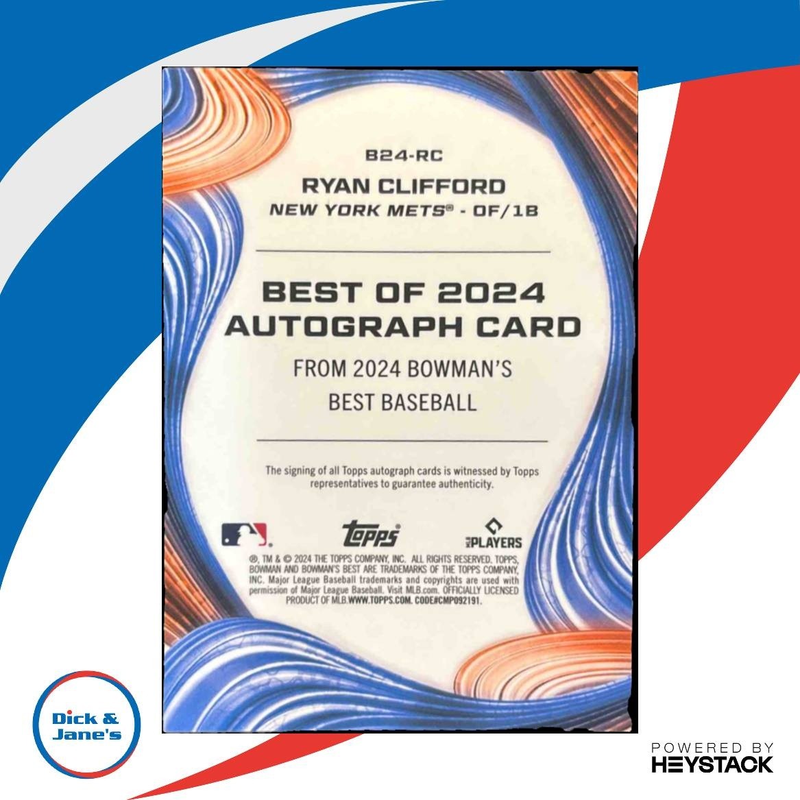 2024 Bowman’s Best Ryan Clifford Best of 2024 Auto Blue /150 RC New York Mets - Sports Cards