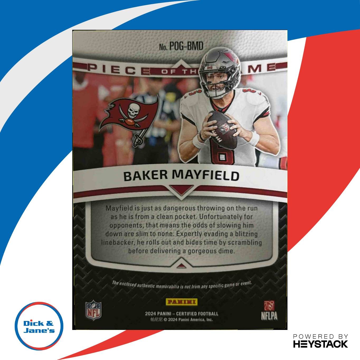 2024 Certified Baker Mayfield Piece of the Game Red 69/99 Tampa Bay Buccaneers - Sports Cards
