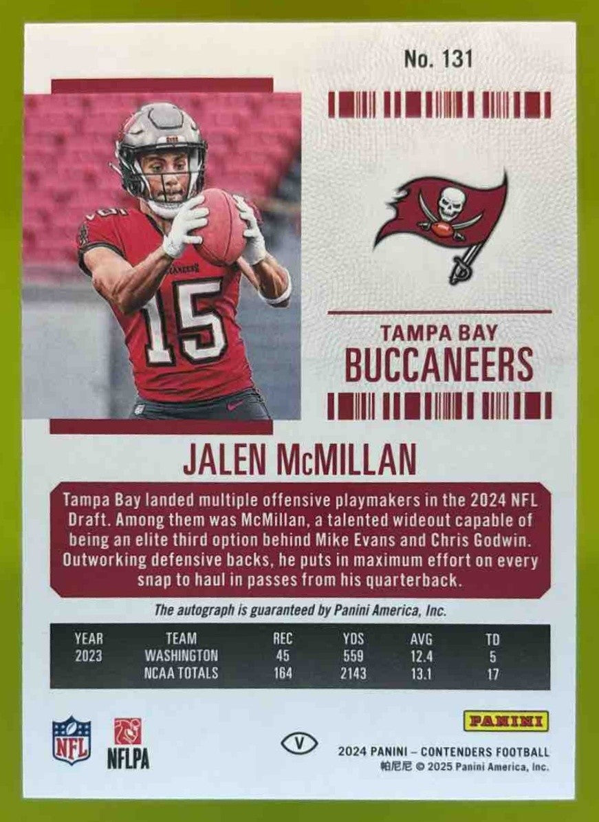 2024 Contenders Jalen McMillan Rookie Ticket RPS Variation Auto RC VAR Bucs - Sports Cards