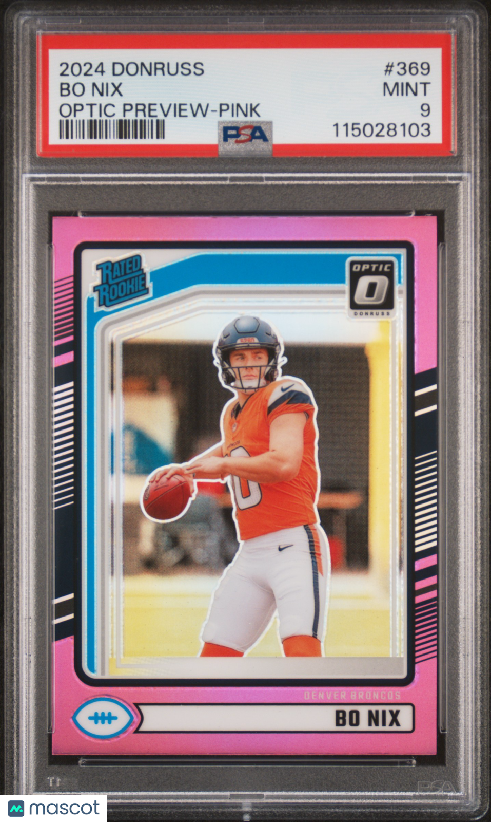 2024 Donruss Bo Nix Optic Preview Pink Rated Rookie PSA 9 MINT Denver Broncos - Graded Sports Cards