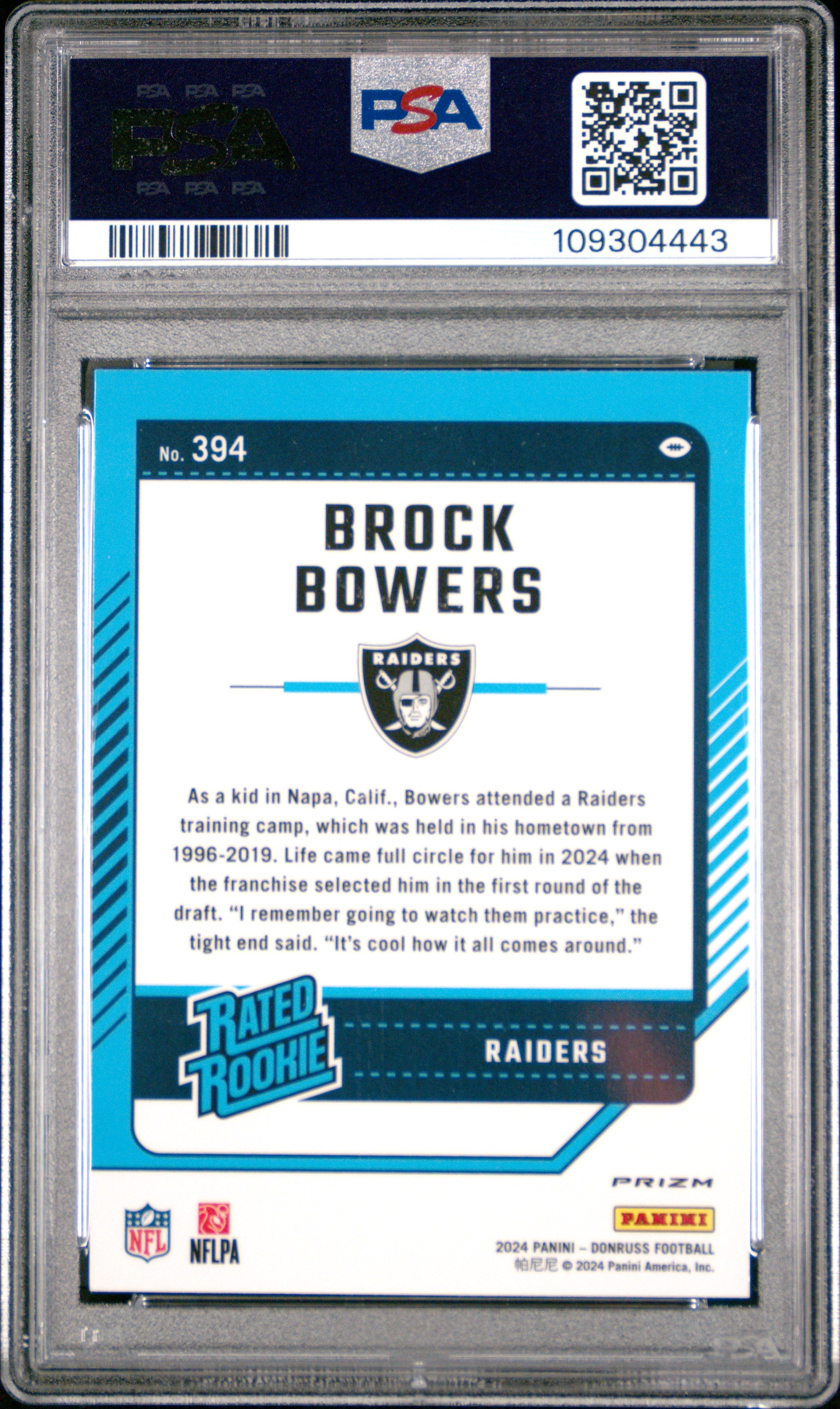 2024 Donruss Brock Bowers Optic Preview Red Wave Rated Rookie 394 PSA 10 Raiders - Graded Sports Cards