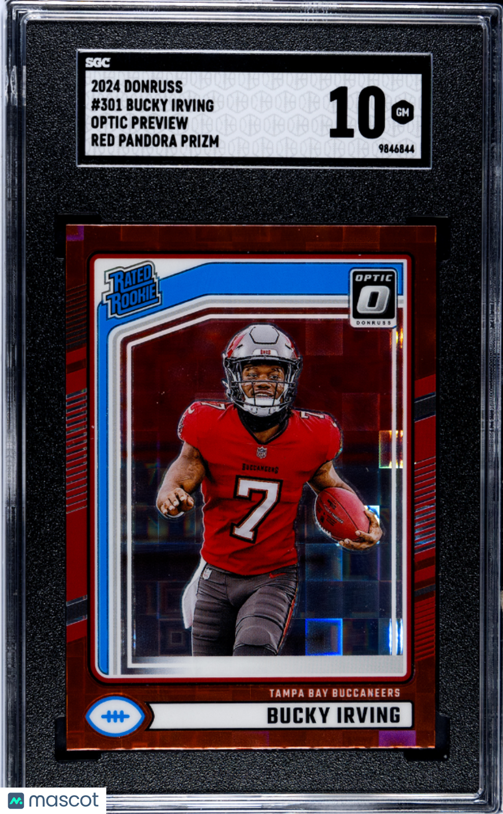 2024 Donruss Bucky Irving Optic Preview Red Pandora Prizm Rated Rookie SGC 10 - Graded Sports Cards