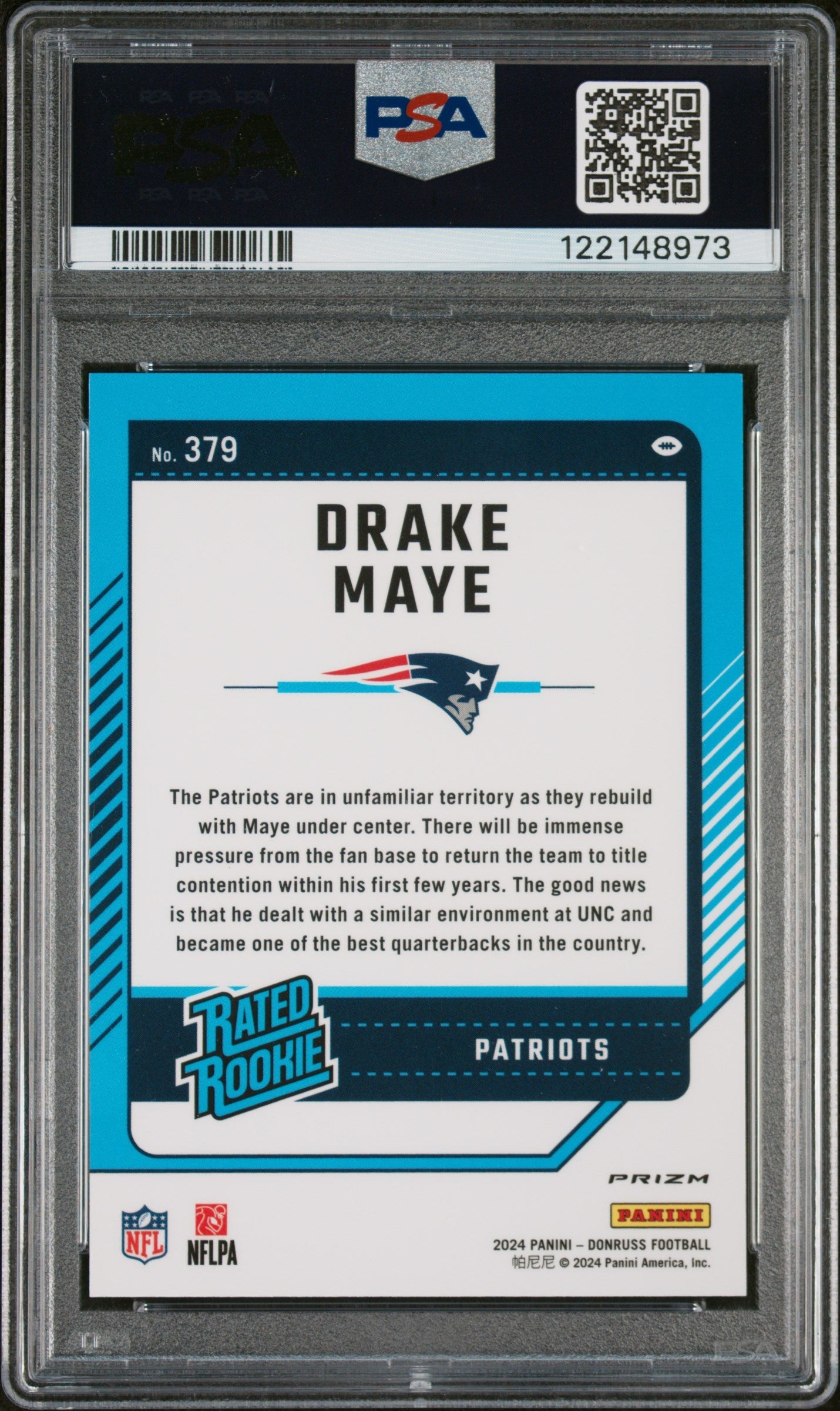 2024 Donruss Drake Maye Optic Preview Football Emoji Rookie #379 PSA 9 Patriots Graded Sports Cards