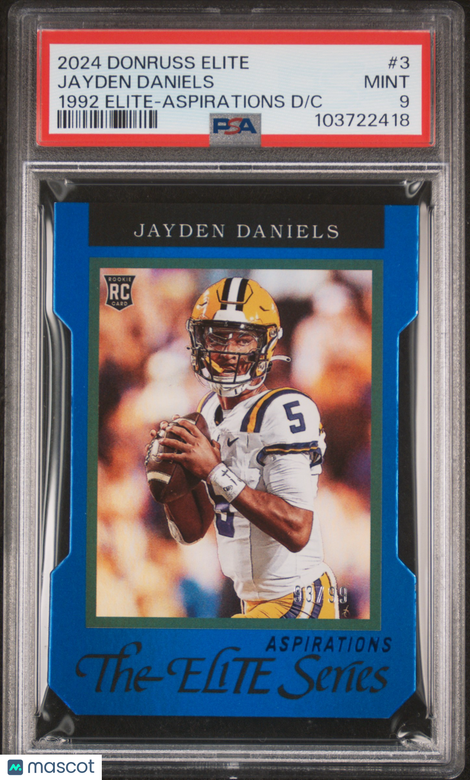 2024 Donruss Elite 1992 Elite Rookies Jayden Daniels ’92 Aspirations 93/99 PSA 9 - Graded Sports Cards