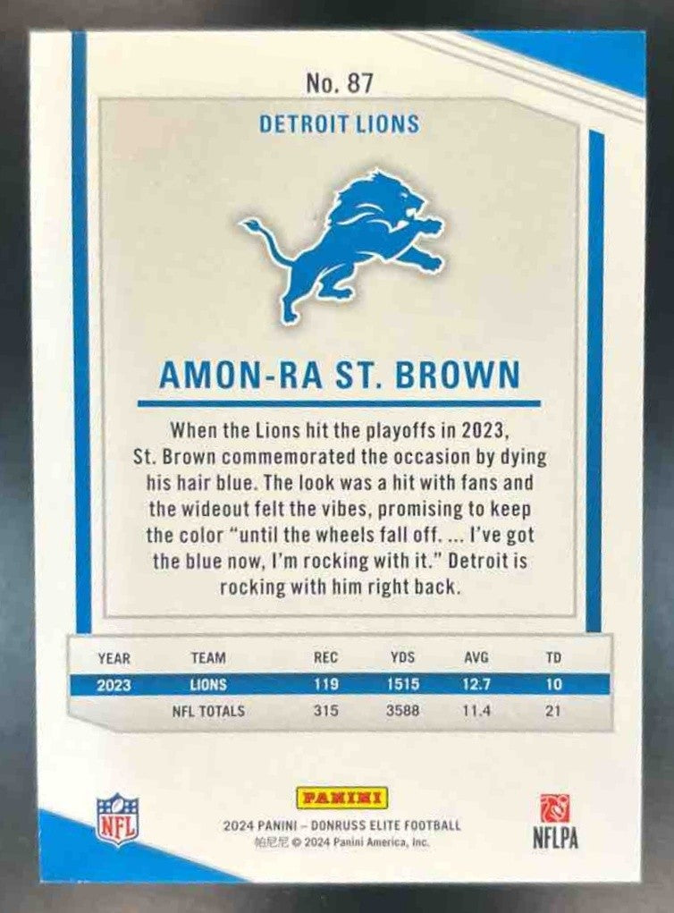 2024 Donruss Elite Amon-Ra St. Brown Aspirations Shimmer /875 #87 Detroit Lions - Sports Cards