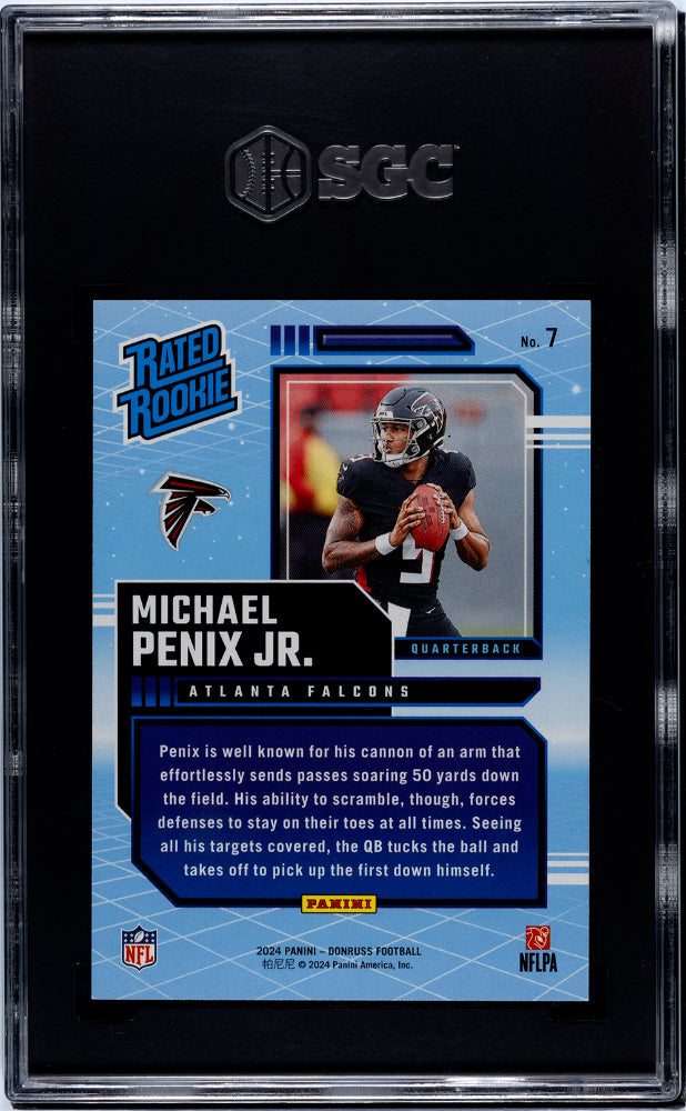 2024 Donruss Michael Penix JR. Retro Rated Rookie SGC 9.5 MINT+ Atlanta Falcons - Graded Sports Cards