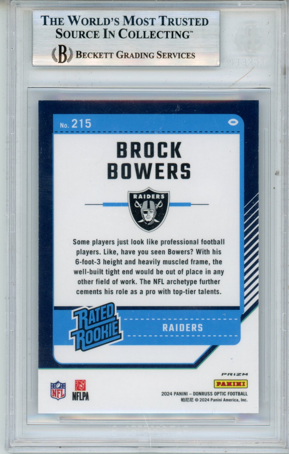 2024 Donruss Optic Blue Hyper Brock Bowers RR #215 BGS 9 - Graded Sports Cards