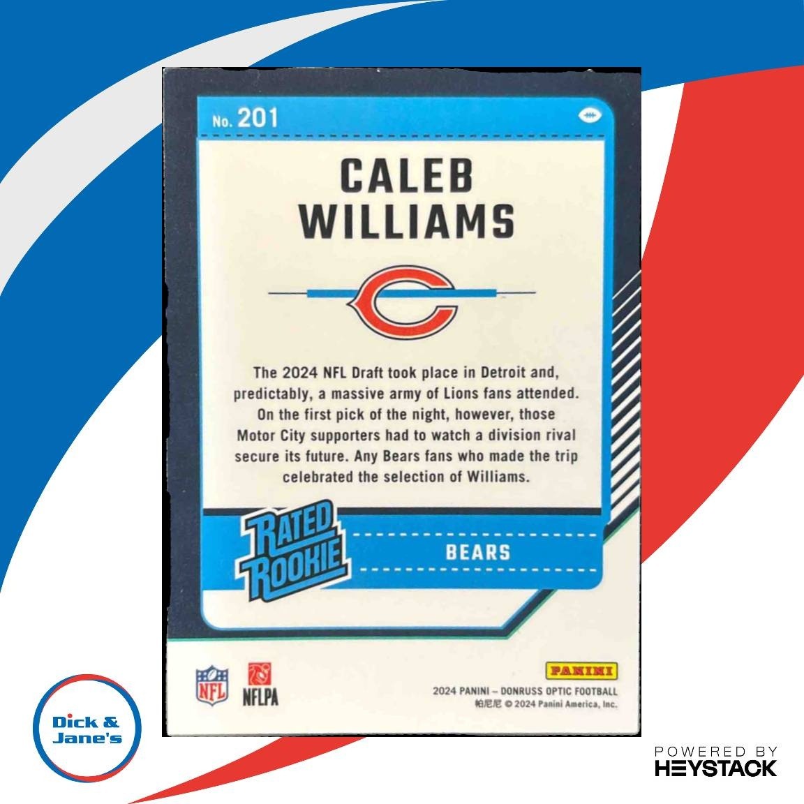 2024 Donruss Optic Caleb Williams #201 Chicago Bears - Sports Cards