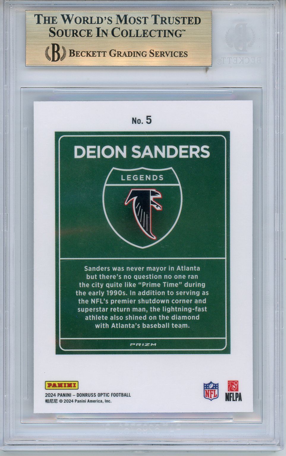 2024 Donruss Optic Downtown Legends Deion Sanders #5 BGS 9.5 - Graded Sports Cards
