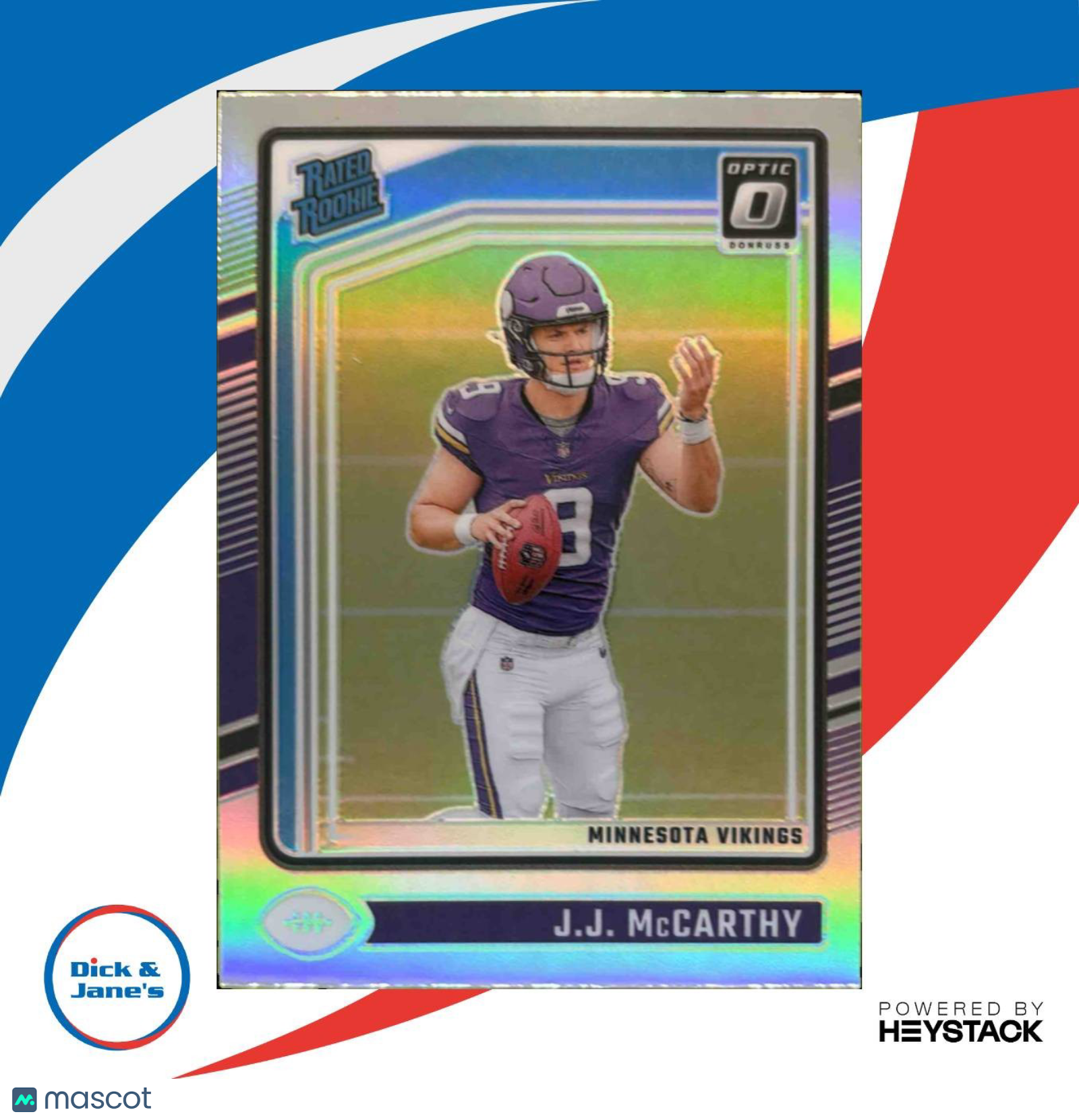 2024 Donruss Optic J.J. McCarthy Holo Silver #235 Rated Rookie Minnesota Vikings Sports Cards