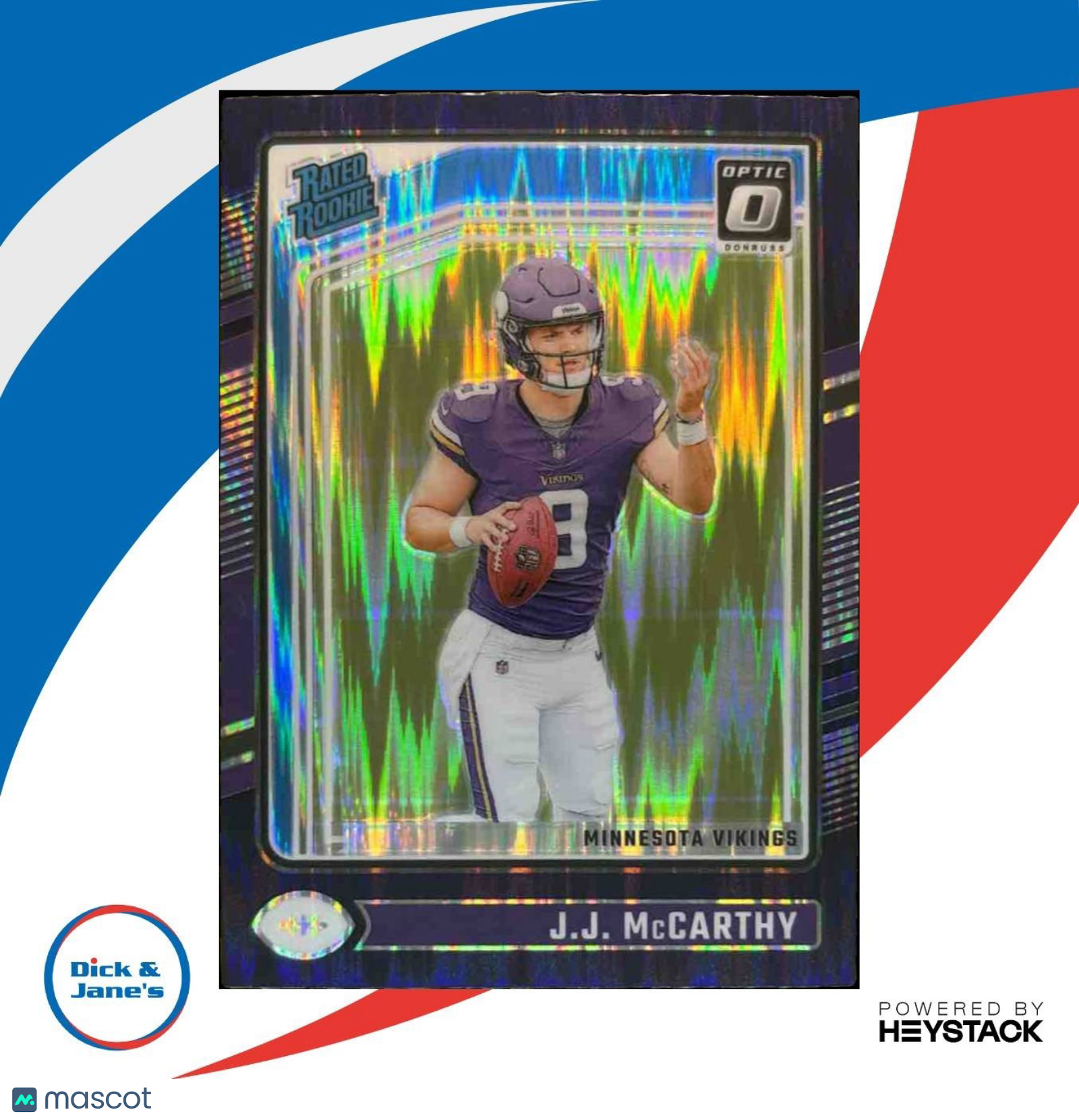 2024 Donruss Optic J.J. McCarthy Purple Shock #235 Minnesota Vikings - Sports Cards
