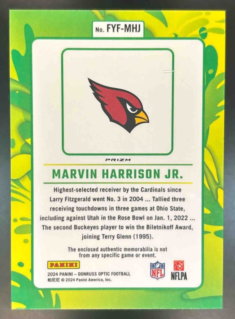 2024 Donruss Optic Marvin Harrison Jr. First Year Fresh Blue MEM RC Cardinals - Sports Cards