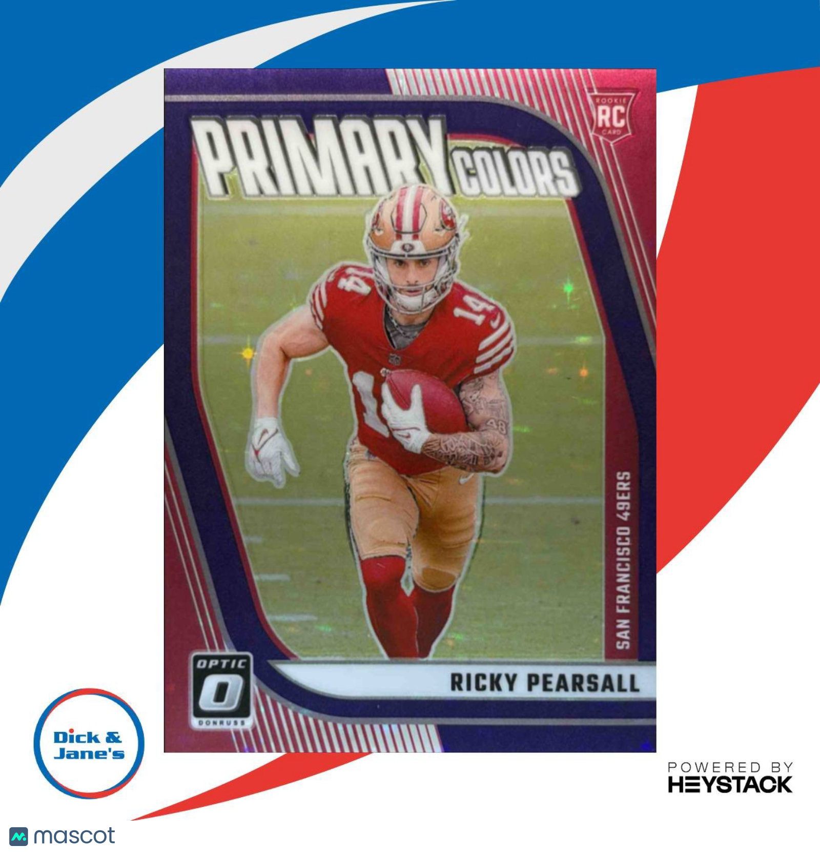 2024 Donruss Optic Ricky Pearsall Primary Colors Purple Stars 4/25 #11 RC 49ers - Sports Cards