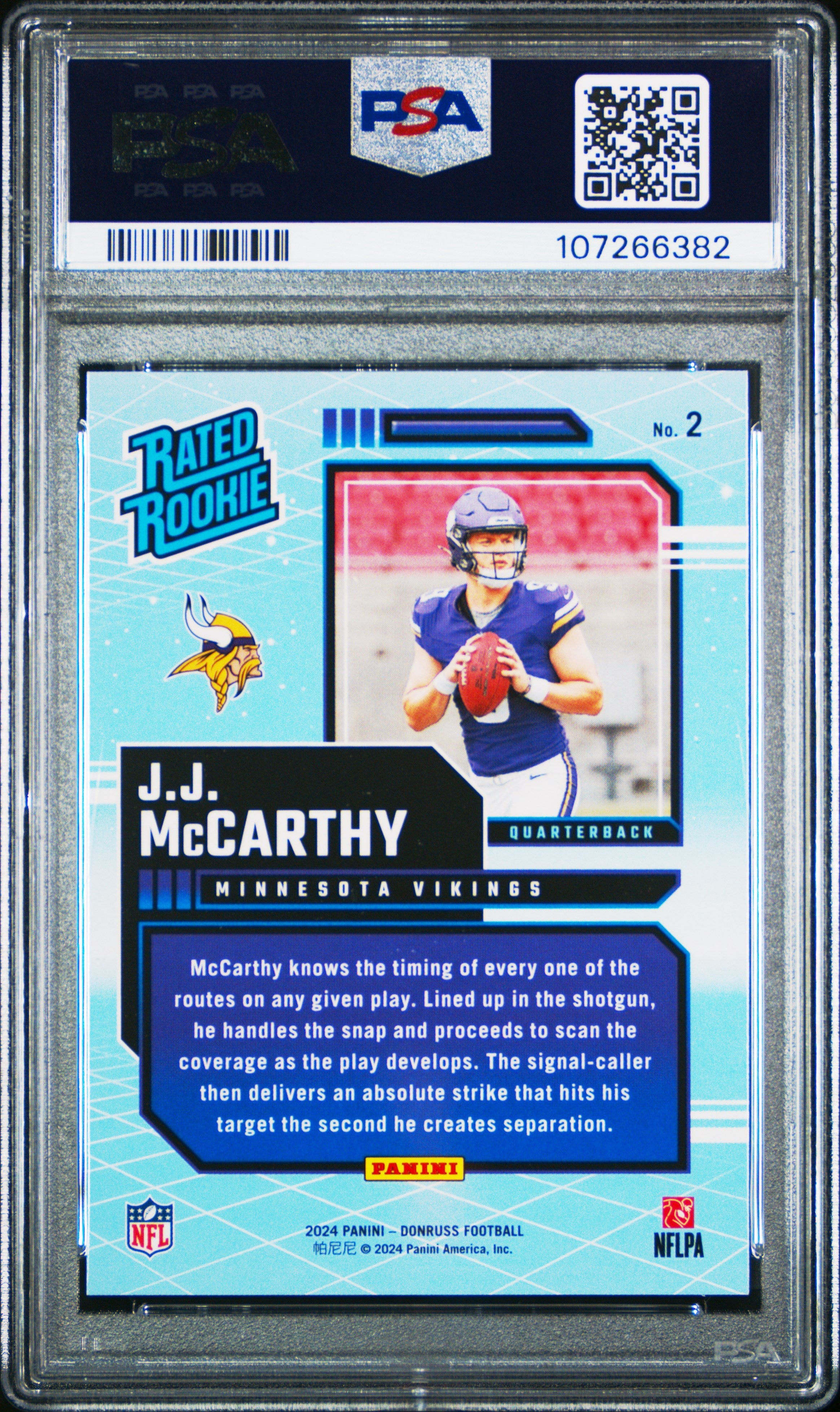 2024 Donruss Rated Rookies Retro JJ Mccarthy PSA 10 GEM MINT Minnesota Vikings - Graded Sports Cards