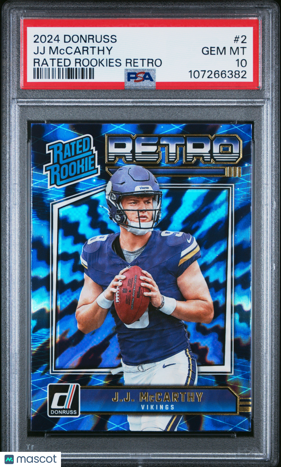 2024 Donruss Rated Rookies Retro JJ Mccarthy PSA 10 GEM MINT Minnesota Vikings - Graded Sports Cards