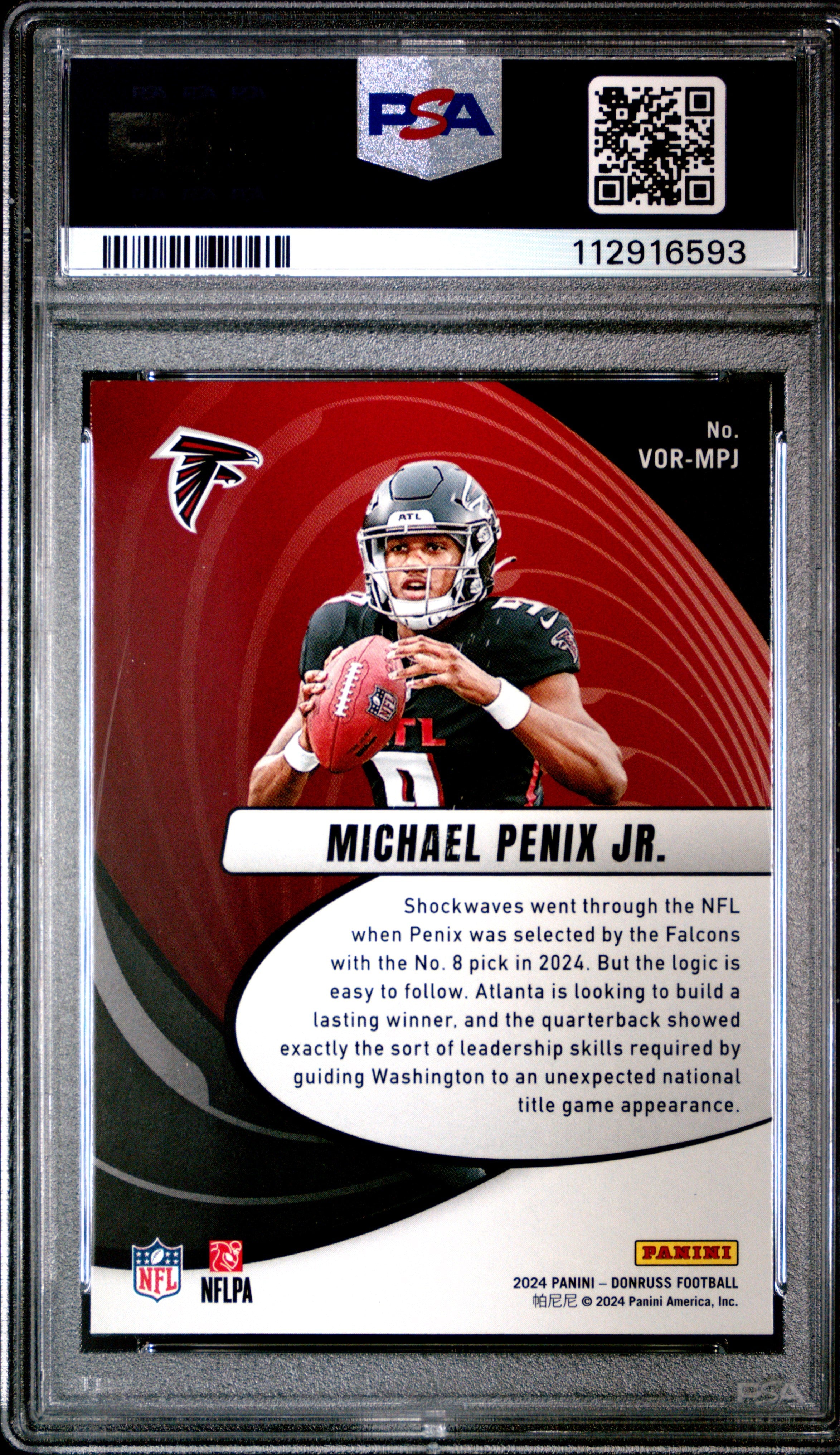 2024 Donruss Vortex Michael Penix Jr. Rookie PSA 9 MINT Atlanta Falcons - Graded Sports Cards
