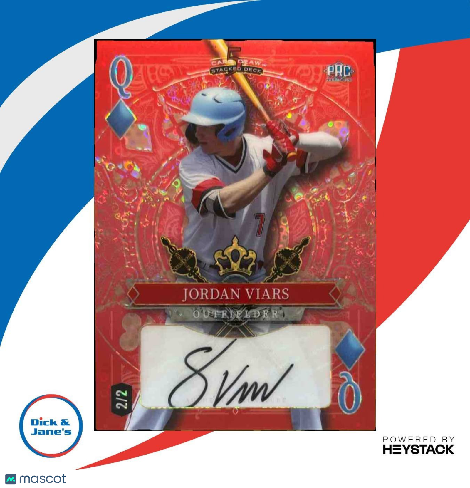 2024 Five Card Draw Stacked Jordan Travis Auto /2 Red Queen of Diamonds - Sports Cards