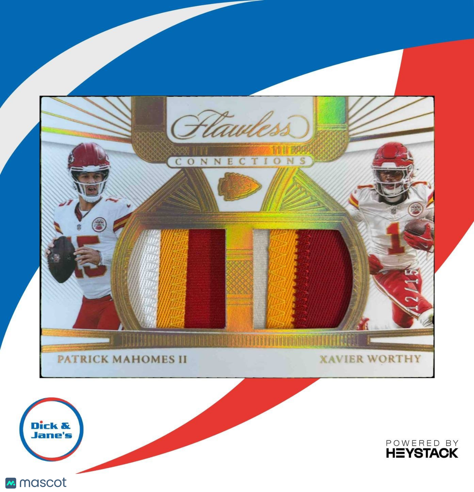 2024 Flawless Patrick Mahomes II Xavier Worthy Connections /15 MEM Chiefs - Sports Cards