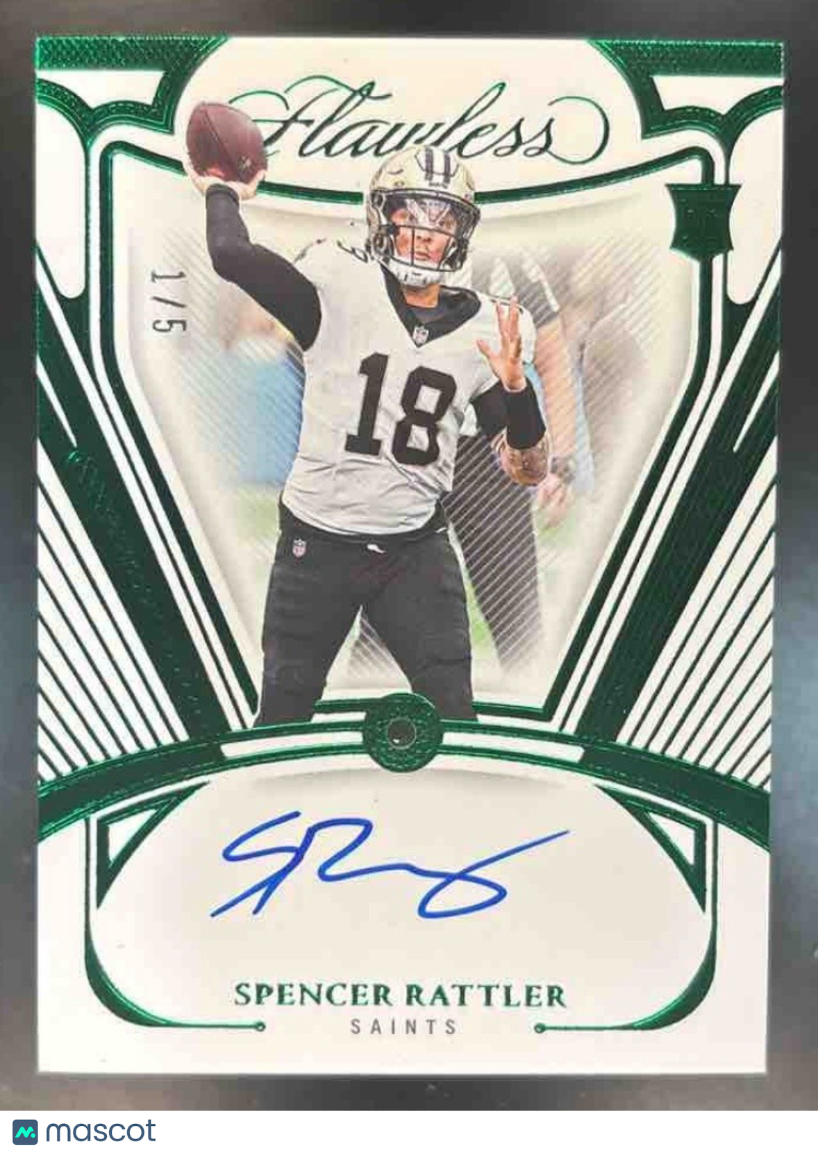 2024 Flawless Spencer Rattler Emerald Gem Auto /5 RC Auto New Orleans Saints - Sports Cards