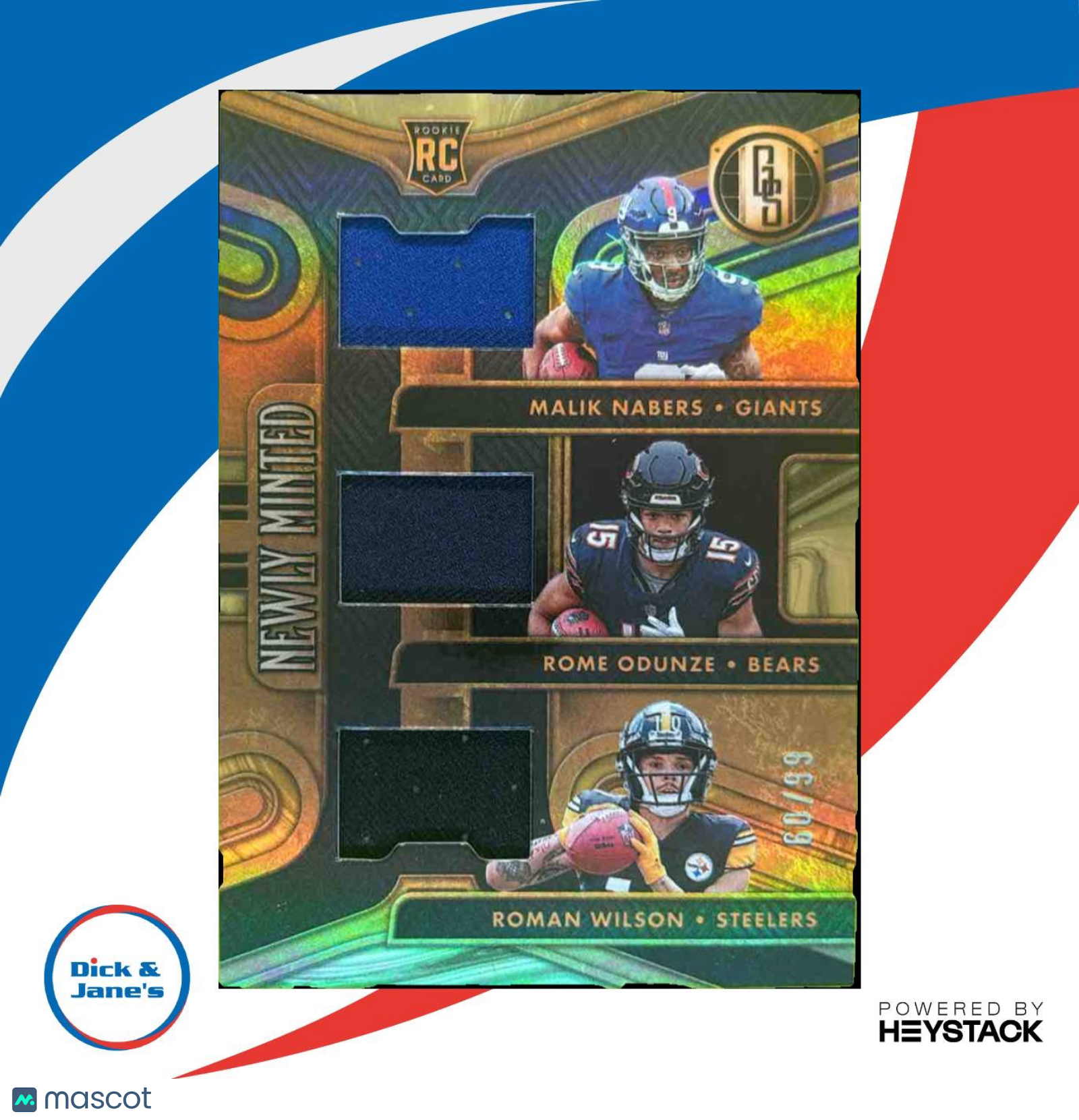 2024 Gold Standard Rome Odunze Malik Nabers Roman Wilson Newly Minted Patch /99 - Sports Cards