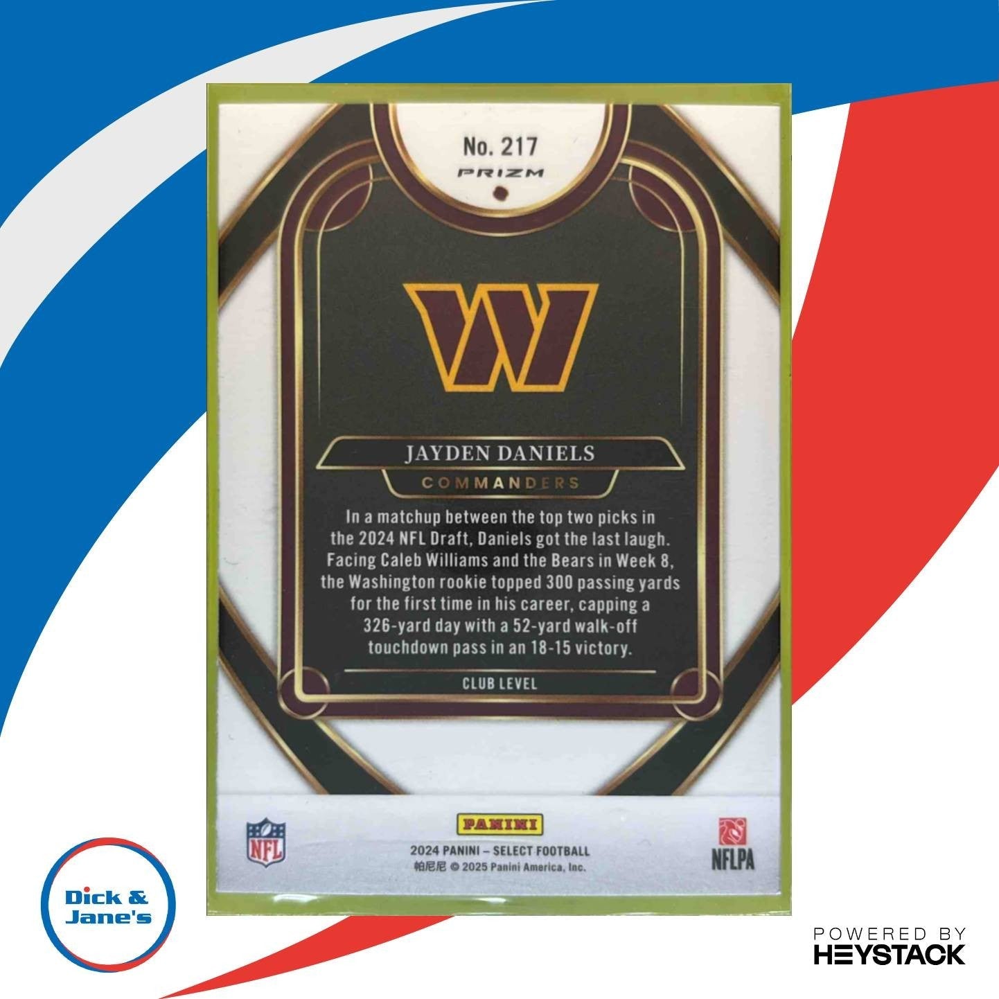 2024 i Select Jayden Daniels Club Red and Yellow Shock #217 RC Commanders - Sports Cards