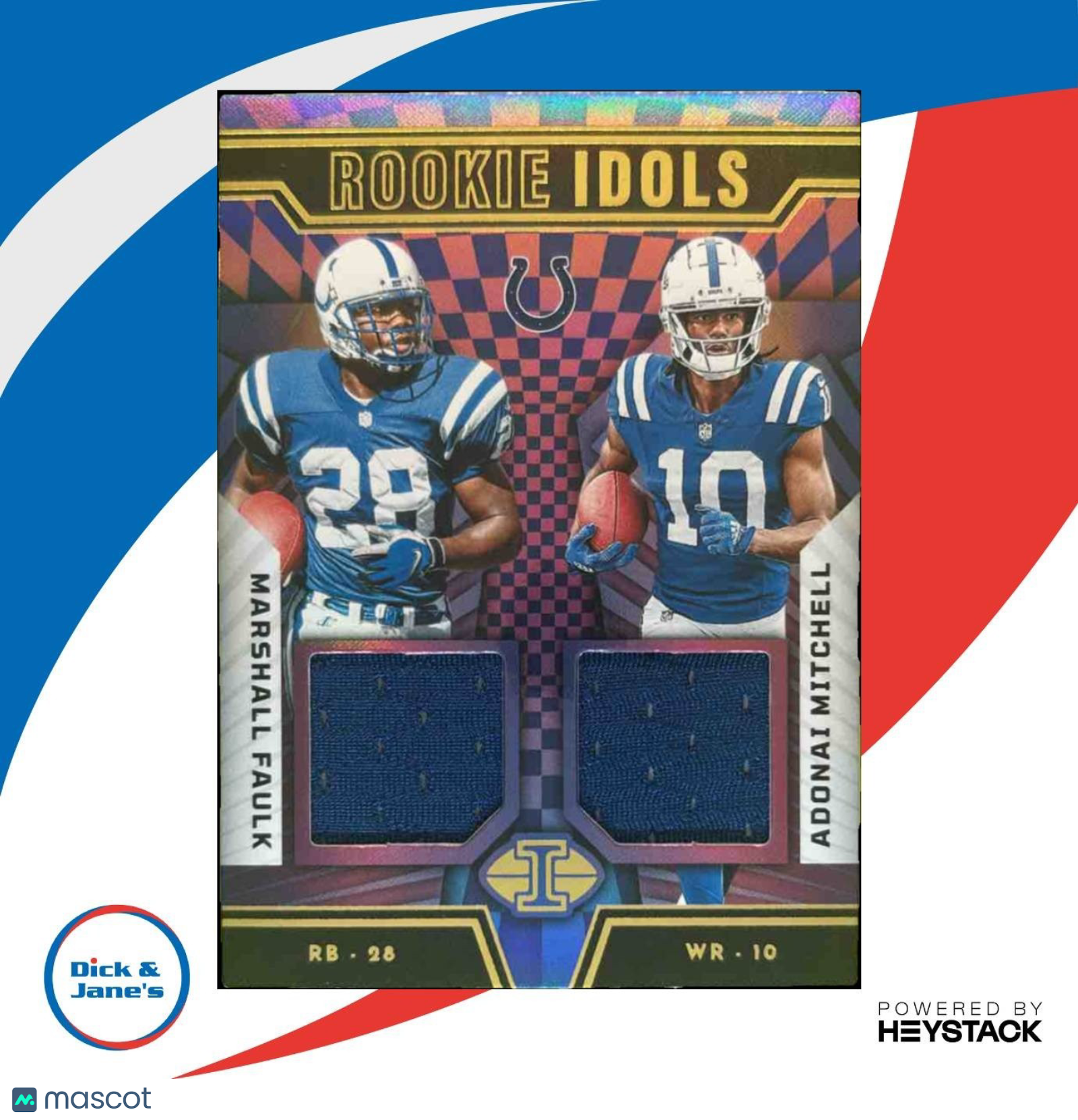 2024 Illusions Adonai Mitchell Marshall Faulk Rookie Idols Dual Patch RC Colts - Sports Cards