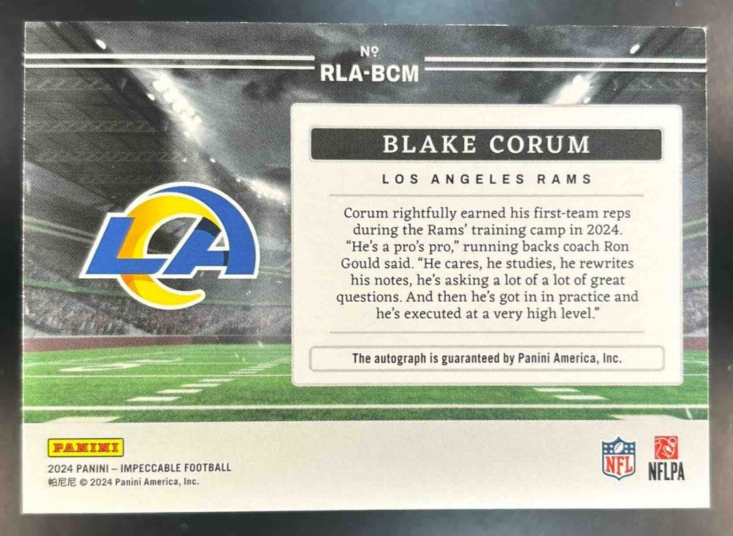 2024 Impeccable Blake Corum Rookie Landscape Bronze /35 RC Auto Los Angeles Rams - Sports Cards