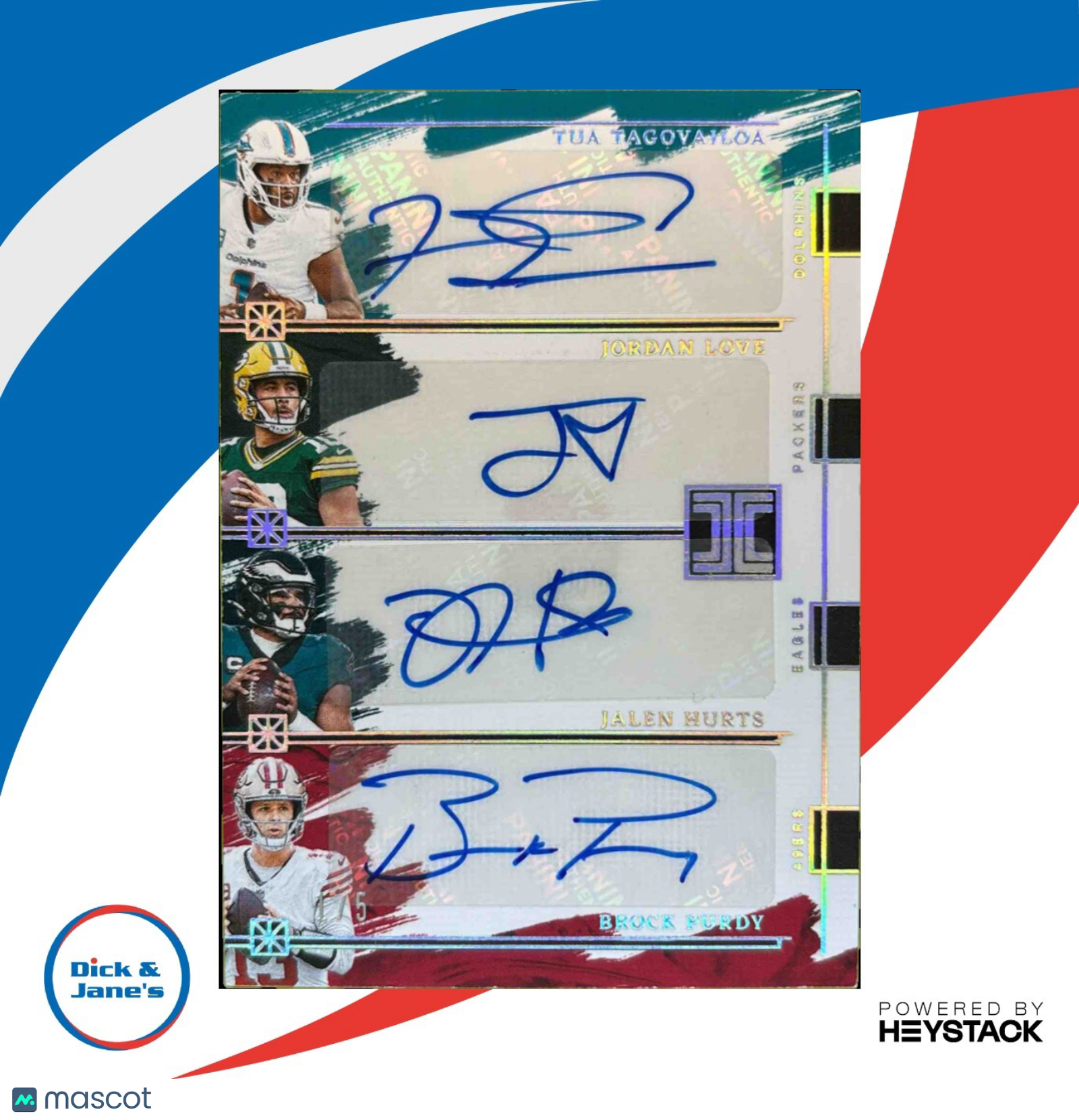 2024 Impeccable Jalen Hurts Tua Tagovailoa Jordan Love Brock Purdy Ink Quads /5 Sports Cards