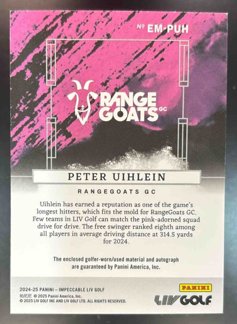 2024 Impeccable LIV Peter Uihlein Elegance Memorabilia Auto /19 RangeGoats GC - Sports Cards