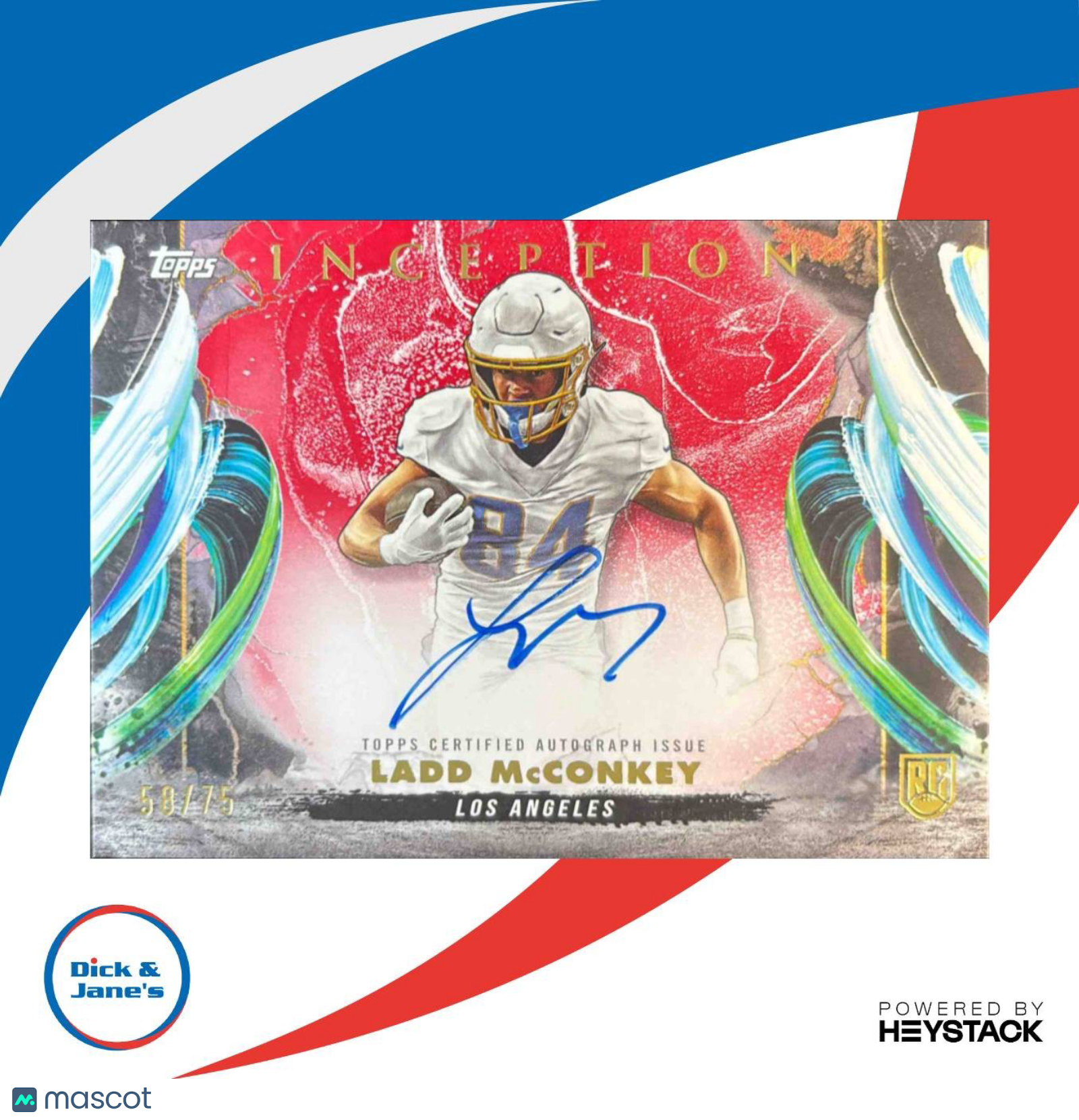 2024 Inception Ladd McConkey Rookie Auto Variations Red 58/75 RC VAR Chargers - Sports Cards