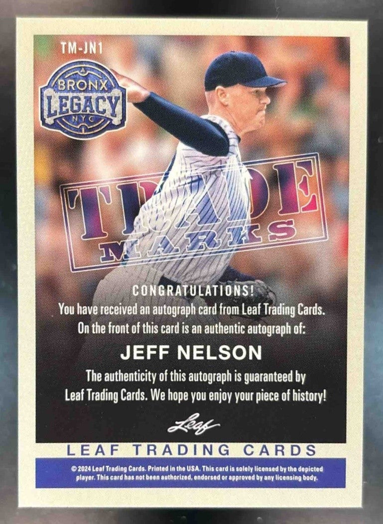 2024 Leaf A Bronx Legacy Jeff Nelson Trade Marks Auto /25 New York Yankees - Sports Cards