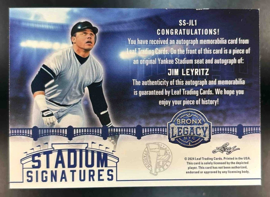 2024 Leaf A Bronx Legacy Jim Leyritz Stadium Signatures /35 Auto New York Yankee - Sports Cards