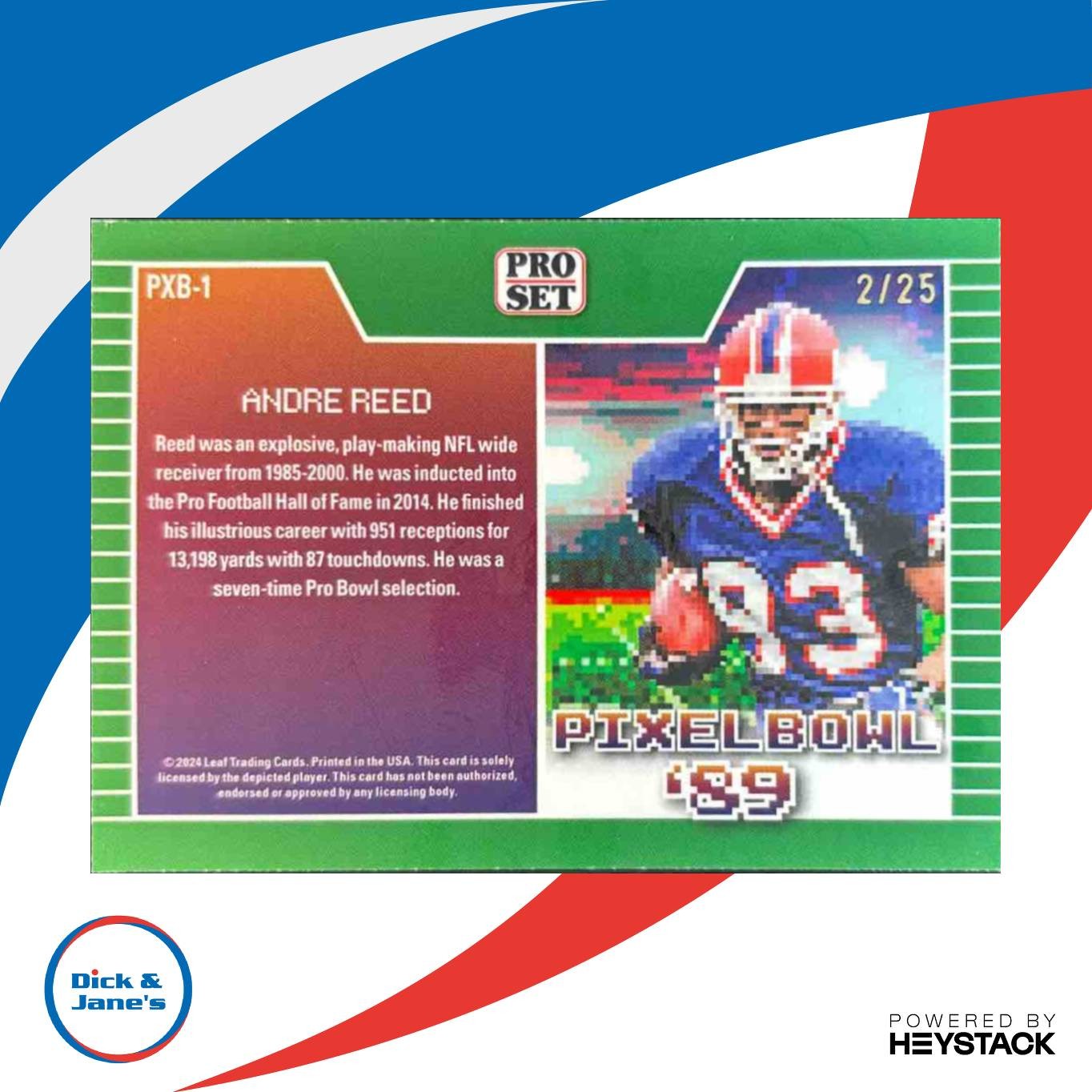 2024 Leaf Andre Reed Pro Set Pixel Bowl ’89 Shimmer Light Blue /25 Bills - Sports Cards