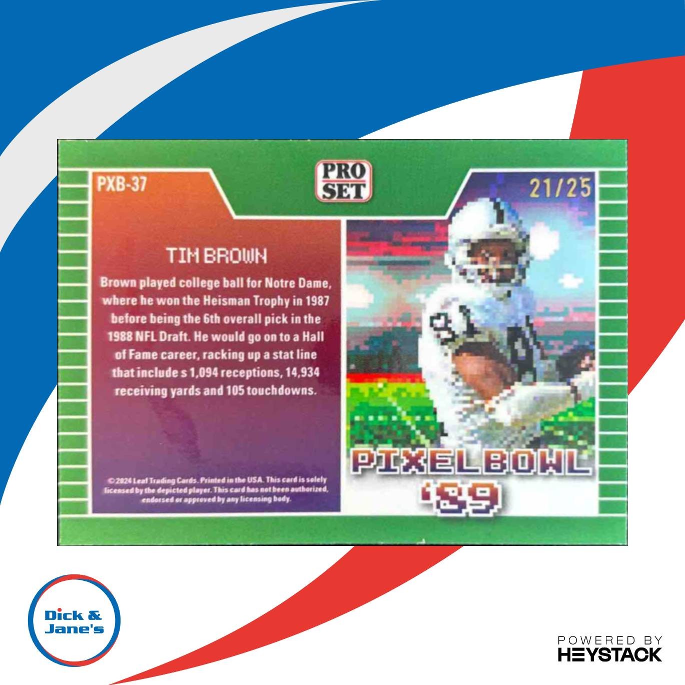 2024 Leaf Collective Tim Brown Pro Set Pixel Bowl ’89 Light Blue /25 Raiders - Sports Cards