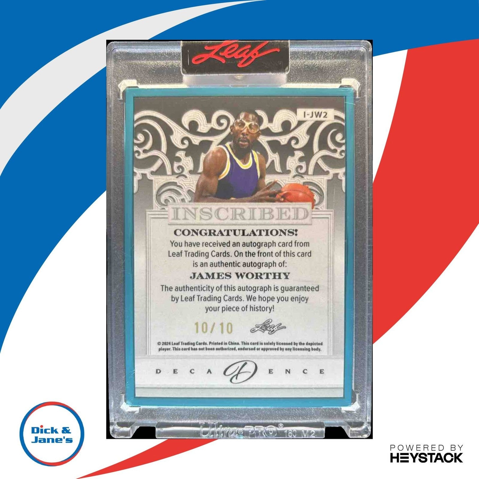 2024 Leaf Decadence James ’Big Game’ Worthy Inscribed Auto Turquoise #d 10/10 - Sports Cards