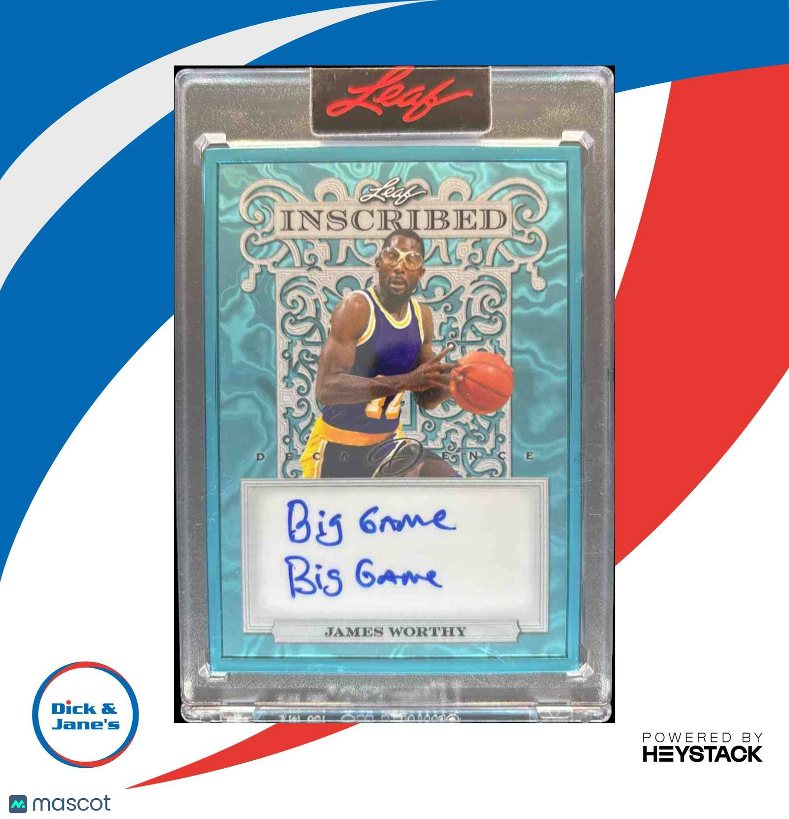 2024 Leaf Decadence James ’Big Game’ Worthy Inscribed Auto Turquoise #d 10/10 - Sports Cards