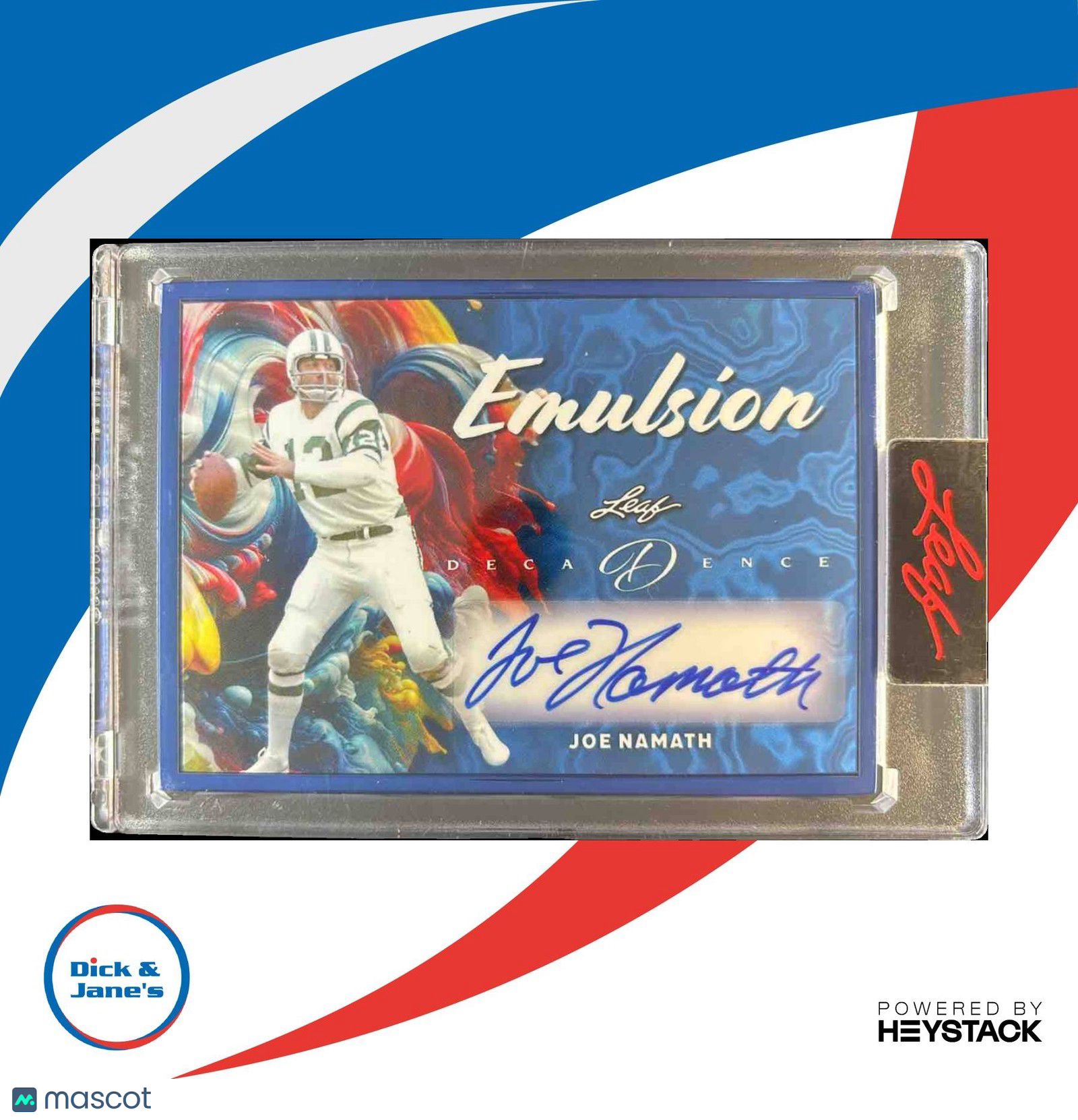 2024 Leaf Decadence Joe Namath Emulsion Auto Blue 4/4 Hall of Fame New York Jets - Sports Cards