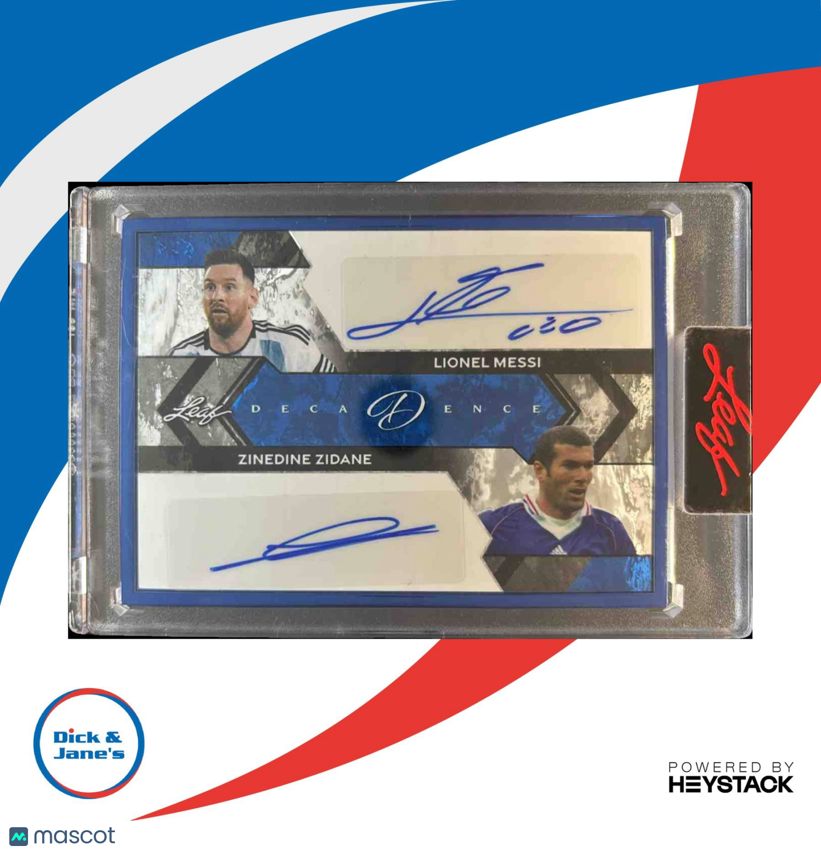 2024 Leaf Decadence Lionel Messi Zinedine Zidane Dual Auto Blue 2/4 Legends - Sports Cards