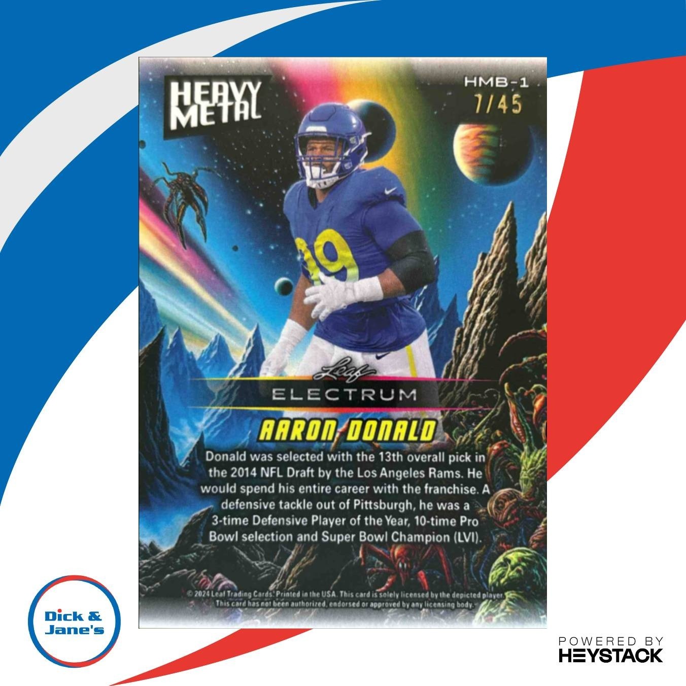 2024 Leaf Electrum Aaron Donald Heavy Metal Sparkle Bronze /45 Los Angeles Rams - Sports Cards