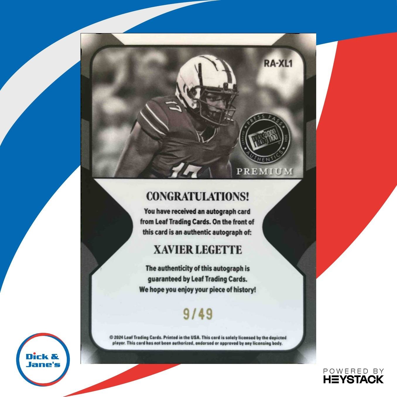 2024 Leaf Electrum Xavier Legette Rookies Auto /49 South Carolina Gamecocks - Sports Cards