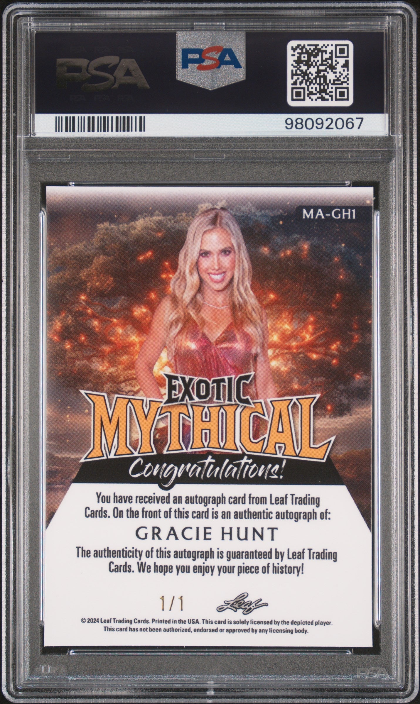 2024 Leaf Exotic Mythical Exclusive Auto Gracie Hunt Mermaid Wave 1/1 PSA 8 - Graded Sports Cards