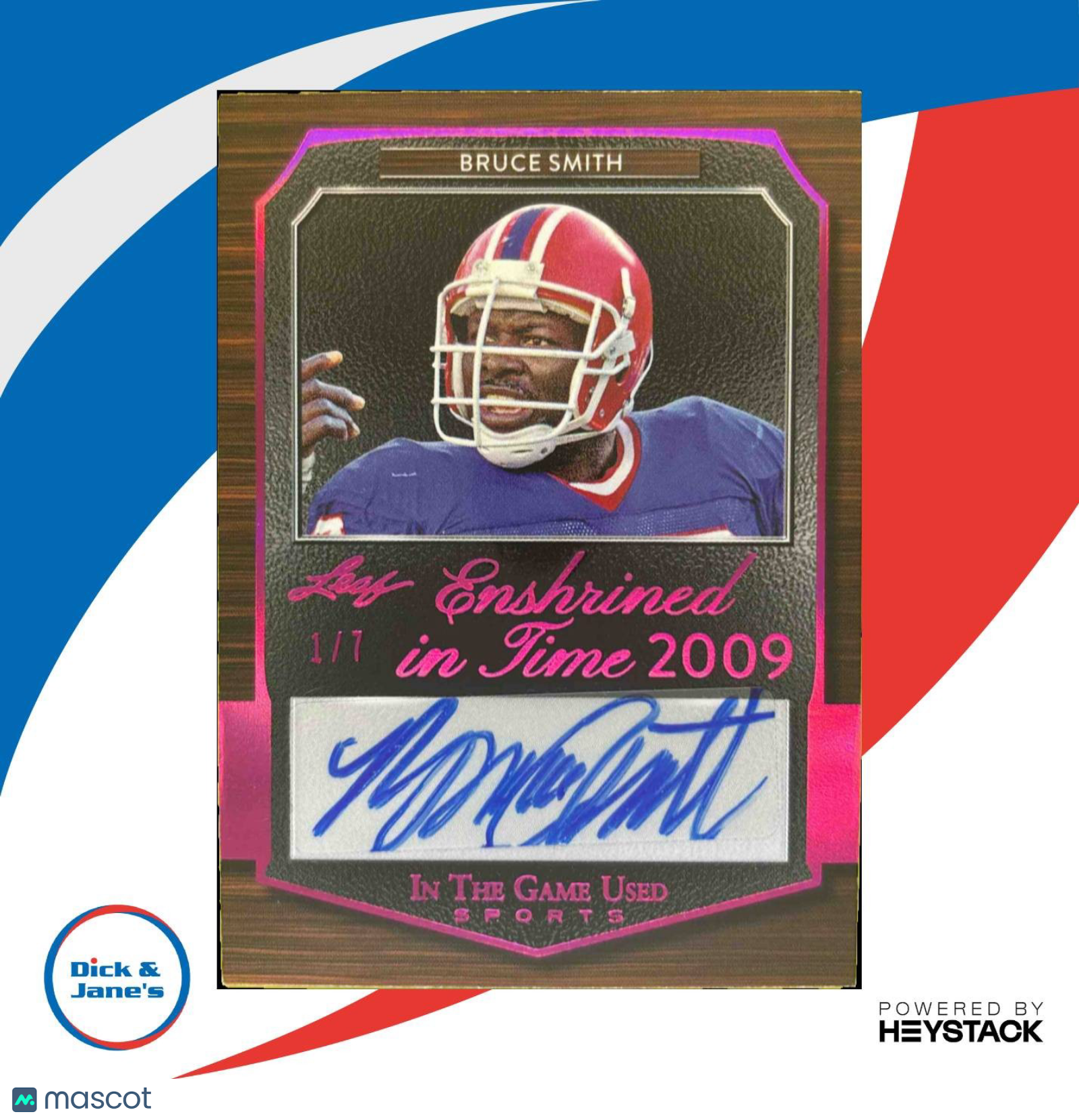 2024 Leaf In the Game Used BRUCE SMITH ROD WOODSON Dual Auto 1/1 Steelers Bills - Sports Cards