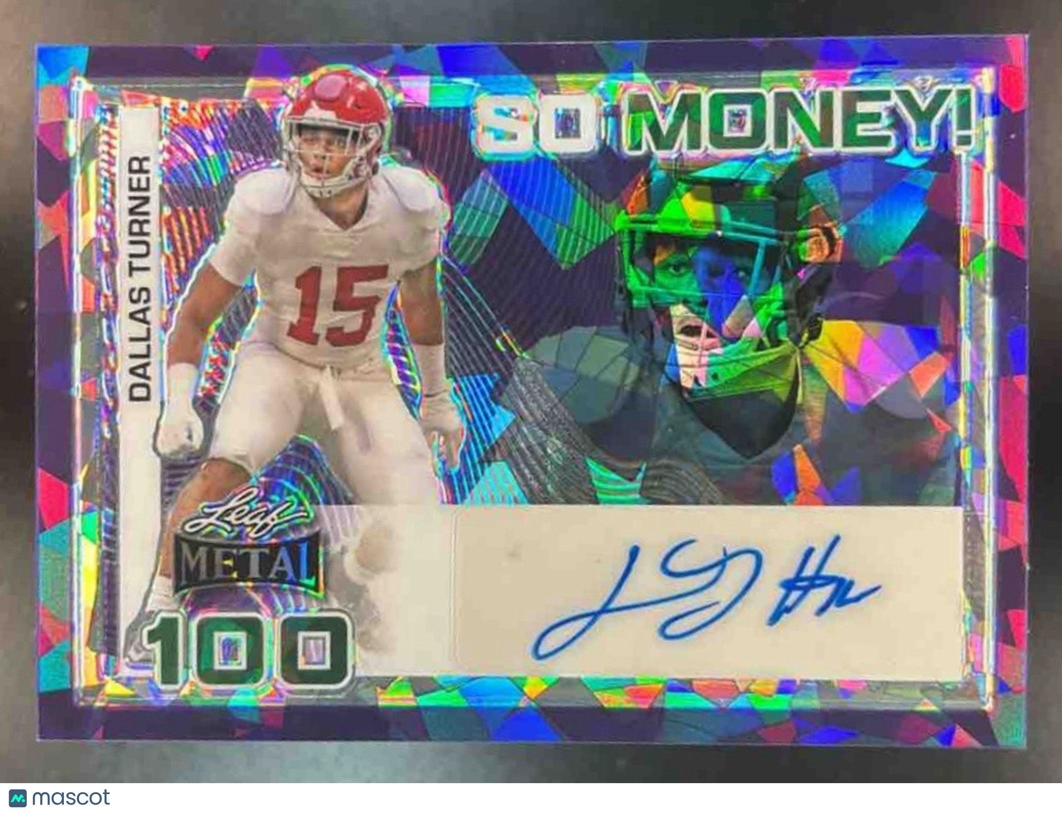 2024 Leaf Metal Dallas Turner So Money! Crystal Purple /6 Auto Crimson Tide - Sports Cards