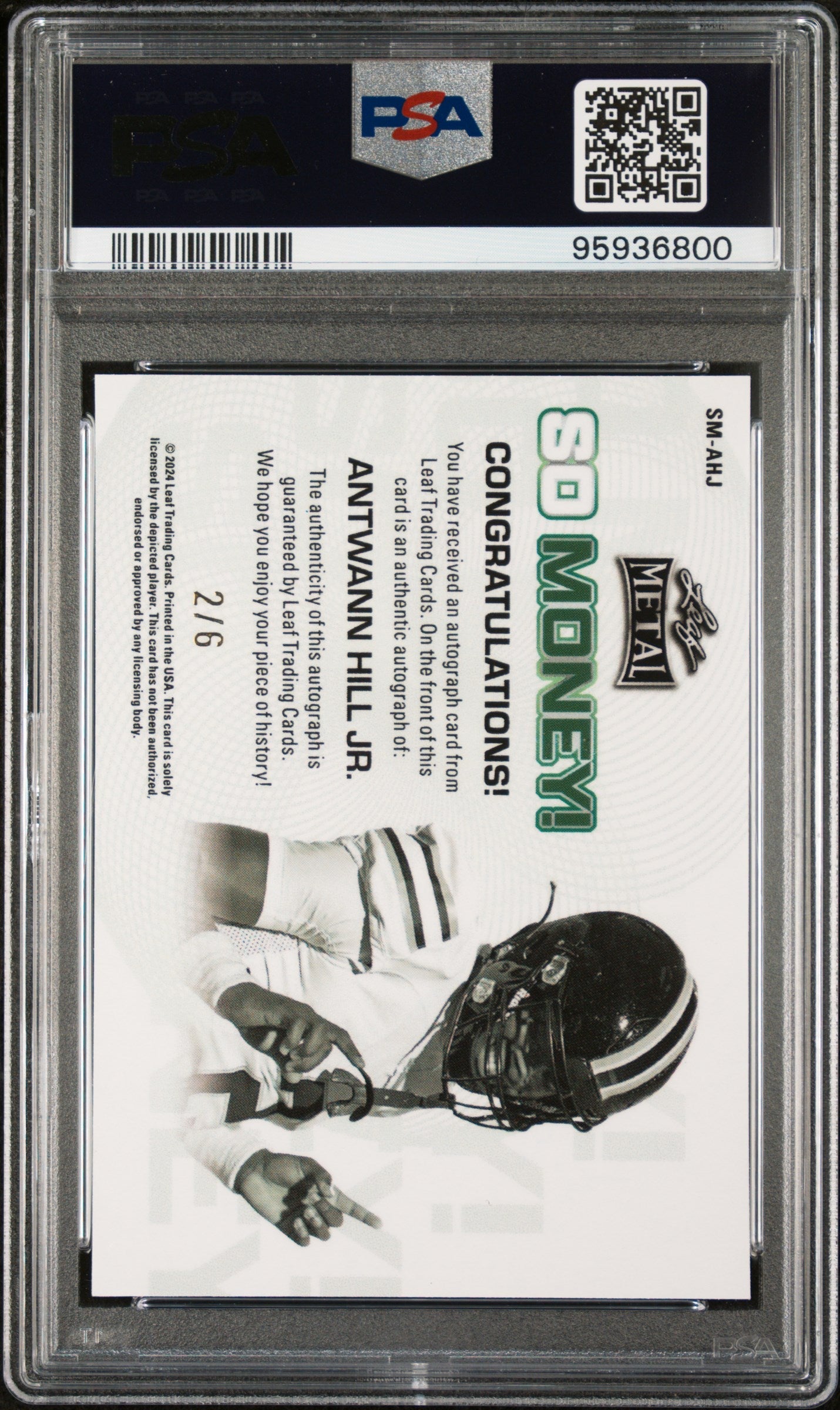 2024 Leaf Metal So Money Autographs Antwann Hill JR. So Money Au Purple PSA 7 - Graded Sports Cards