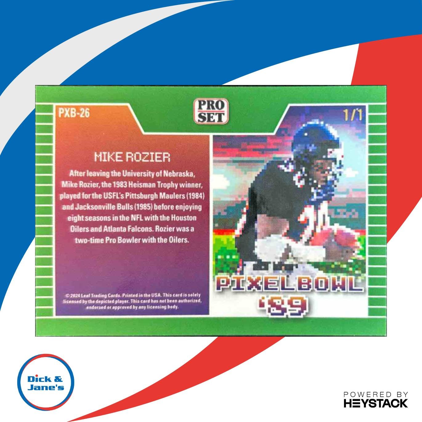 2024 Leaf Mike Rozier Pro Set Pixel Bowl ’89 Crystal Light Blue 1/1 Falcons - Sports Cards
