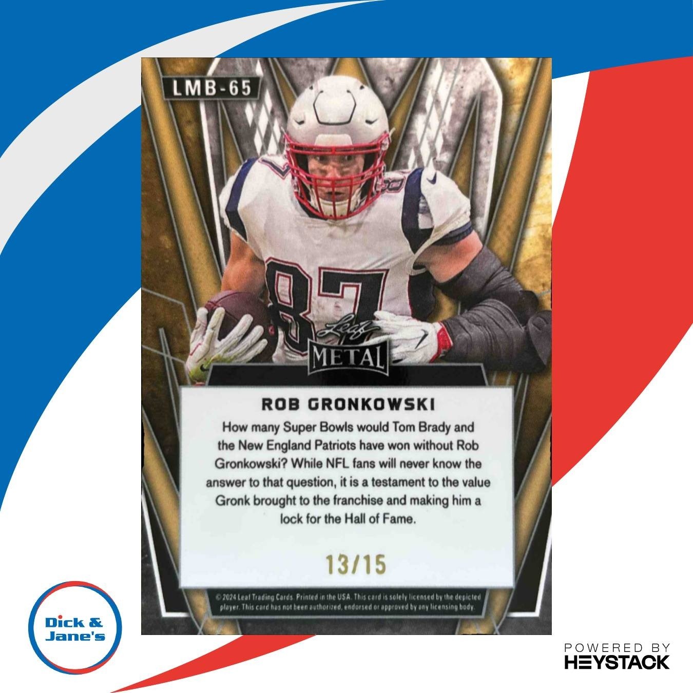 2024 Leaf National NSCC Wrapper Redemption Rob Gronkowski Pro Set Blue /15 - Sports Cards
