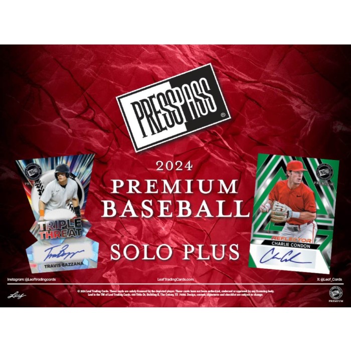 2024 Leaf Press Pass Premium Baseball Solo Plus (1 Auto / Pack) ELy Ichiro Pujols Skenes More! - MLB Hobby Box